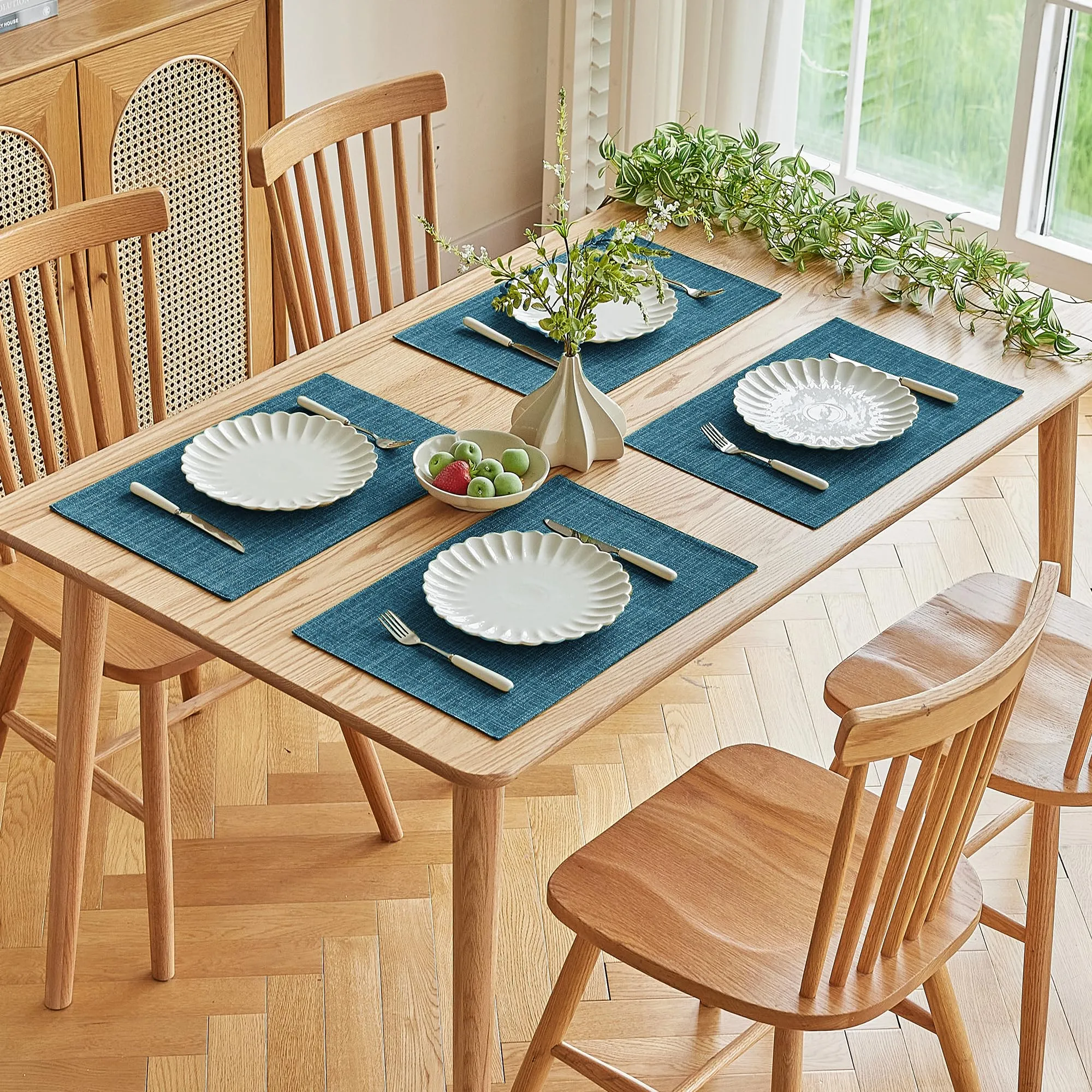 Softalker Set di 12 tovagliette in finto lino, 30,5 x 45,7 cm, blu navy - immagine 7