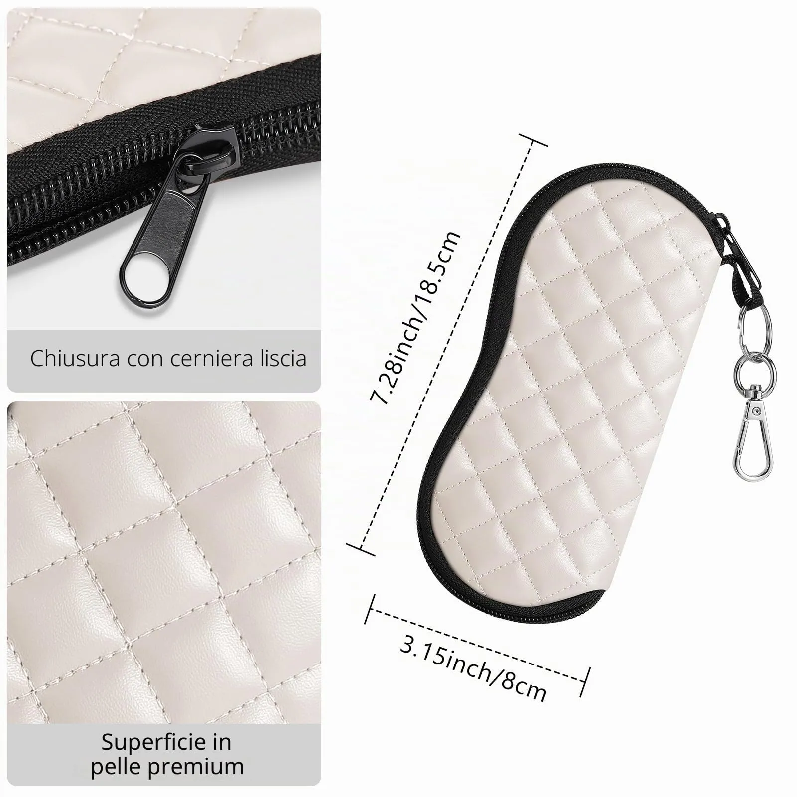MoKo Custodia Portatile in Neoprene per Occhiali da Sole con Clip da Cintura, Rombo Tono della Pelle - immagine 3