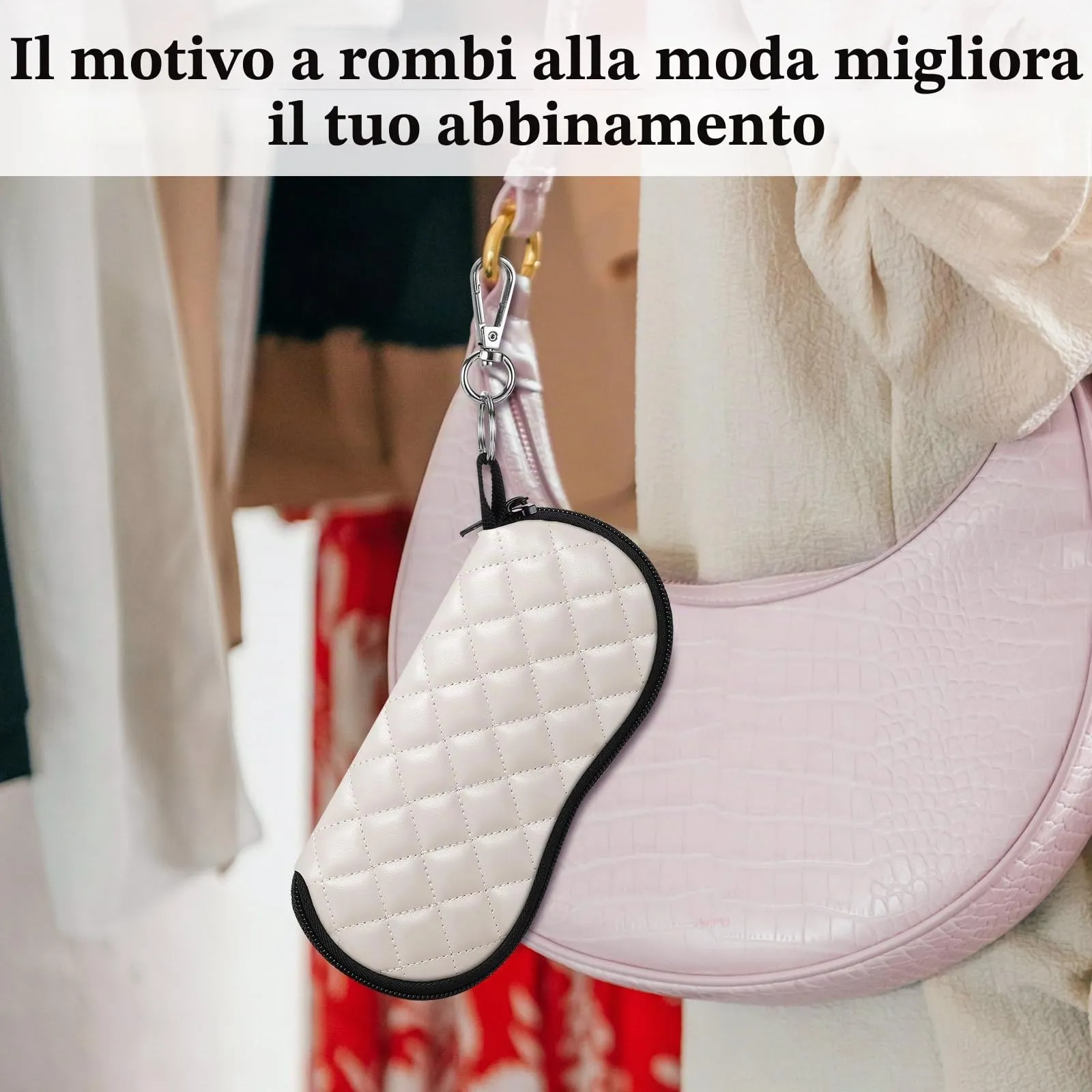 MoKo Custodia Portatile in Neoprene per Occhiali da Sole con Clip da Cintura, Rombo Tono della Pelle - immagine 6