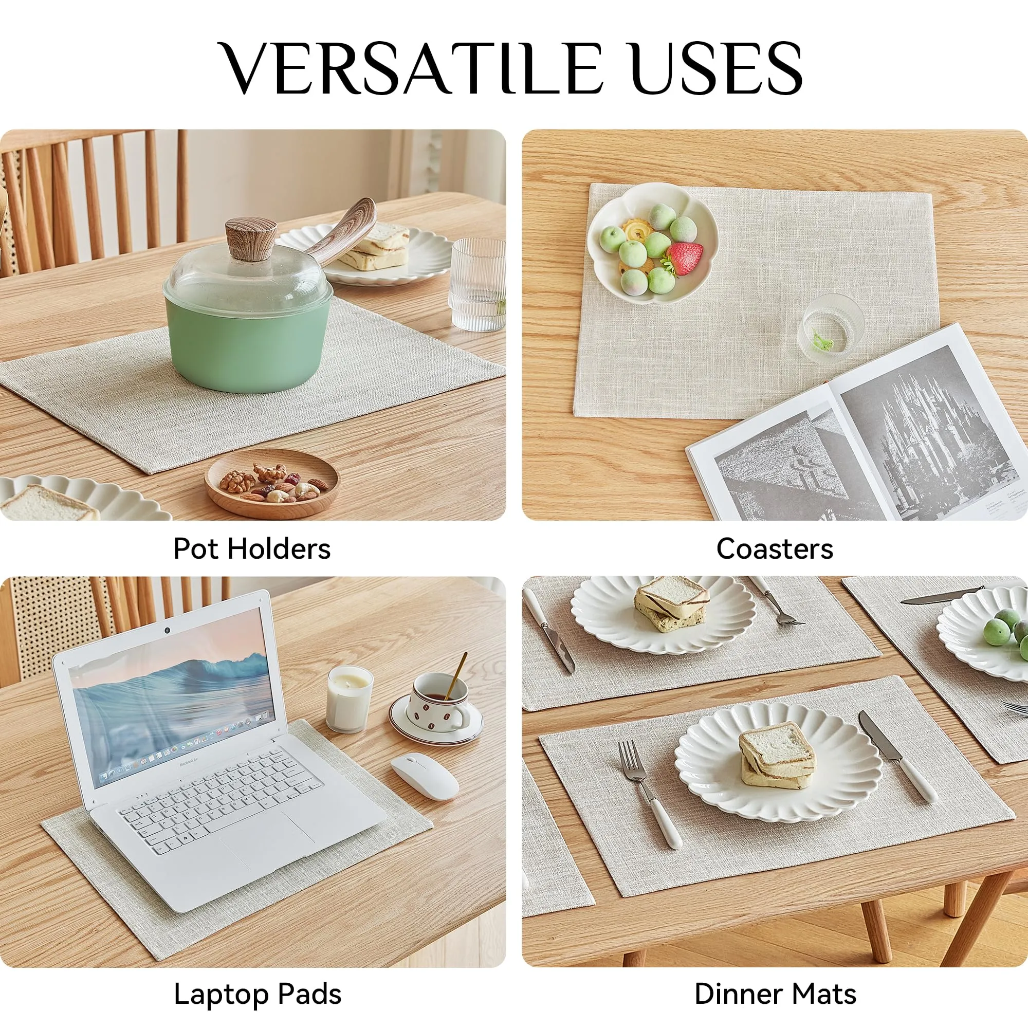 Softalker Tovagliette in lino sintetico, set da 12, 30,5 x 45,7 cm, resistenti al calore, lavabili - immagine 5
