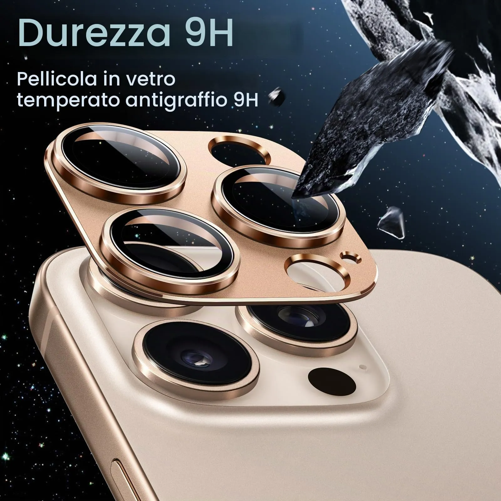 JETech Pellicola Protezione Fotocamera per iPhone 16 Pro/16 Pro Max, Titanio Sabbia - immagine 4