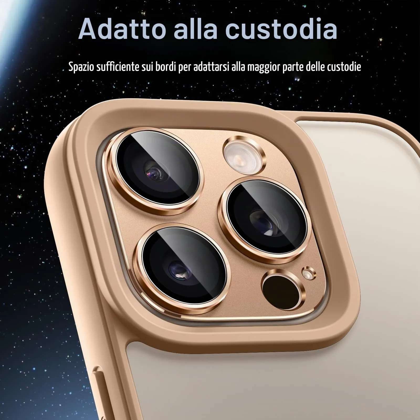 JETech Pellicola Protezione Fotocamera per iPhone 16 Pro/16 Pro Max, Titanio Sabbia - immagine 7
