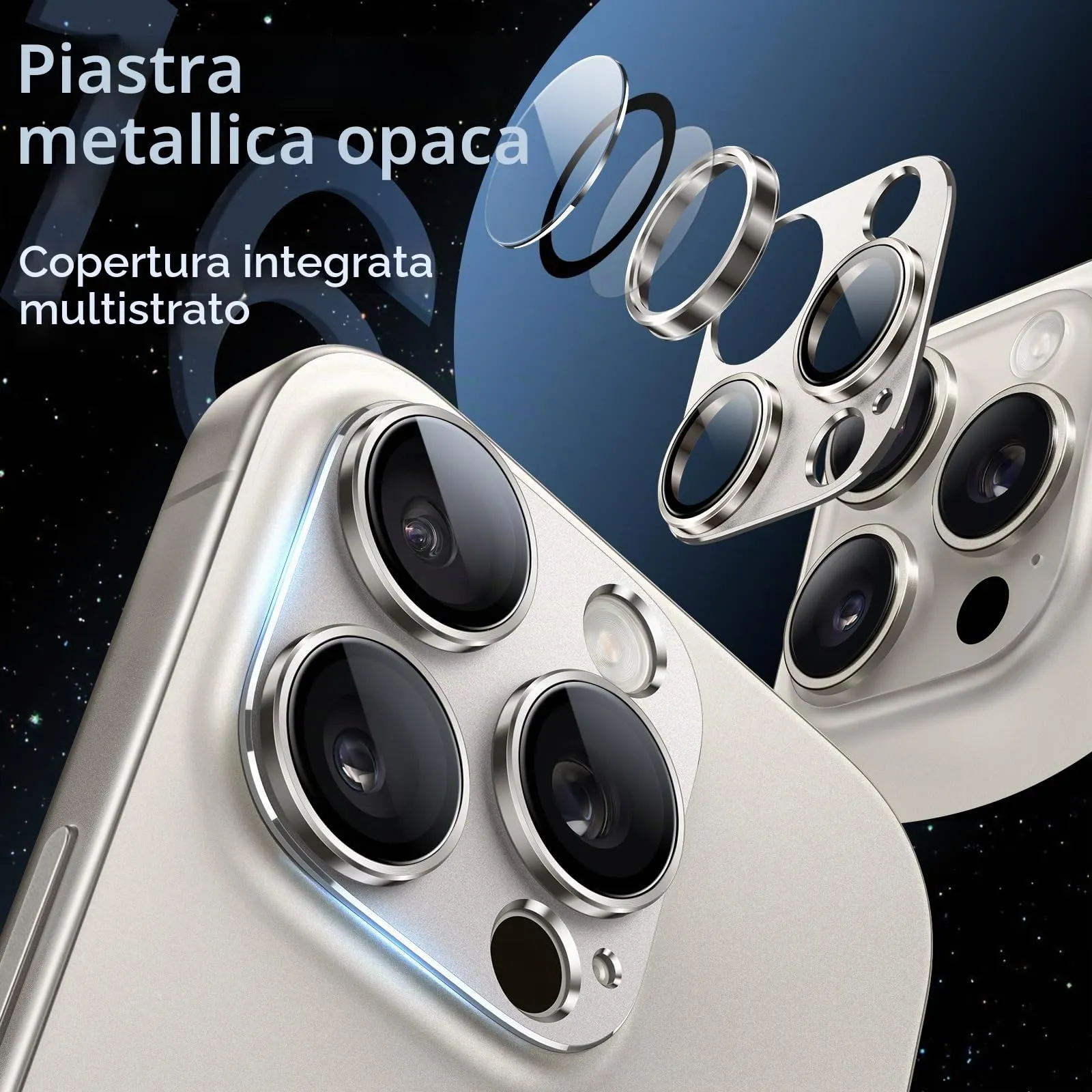 JETech Pellicola Protezione Fotocamera per iPhone 16 Pro/16 Pro Max, Titanio Naturale - immagine 3