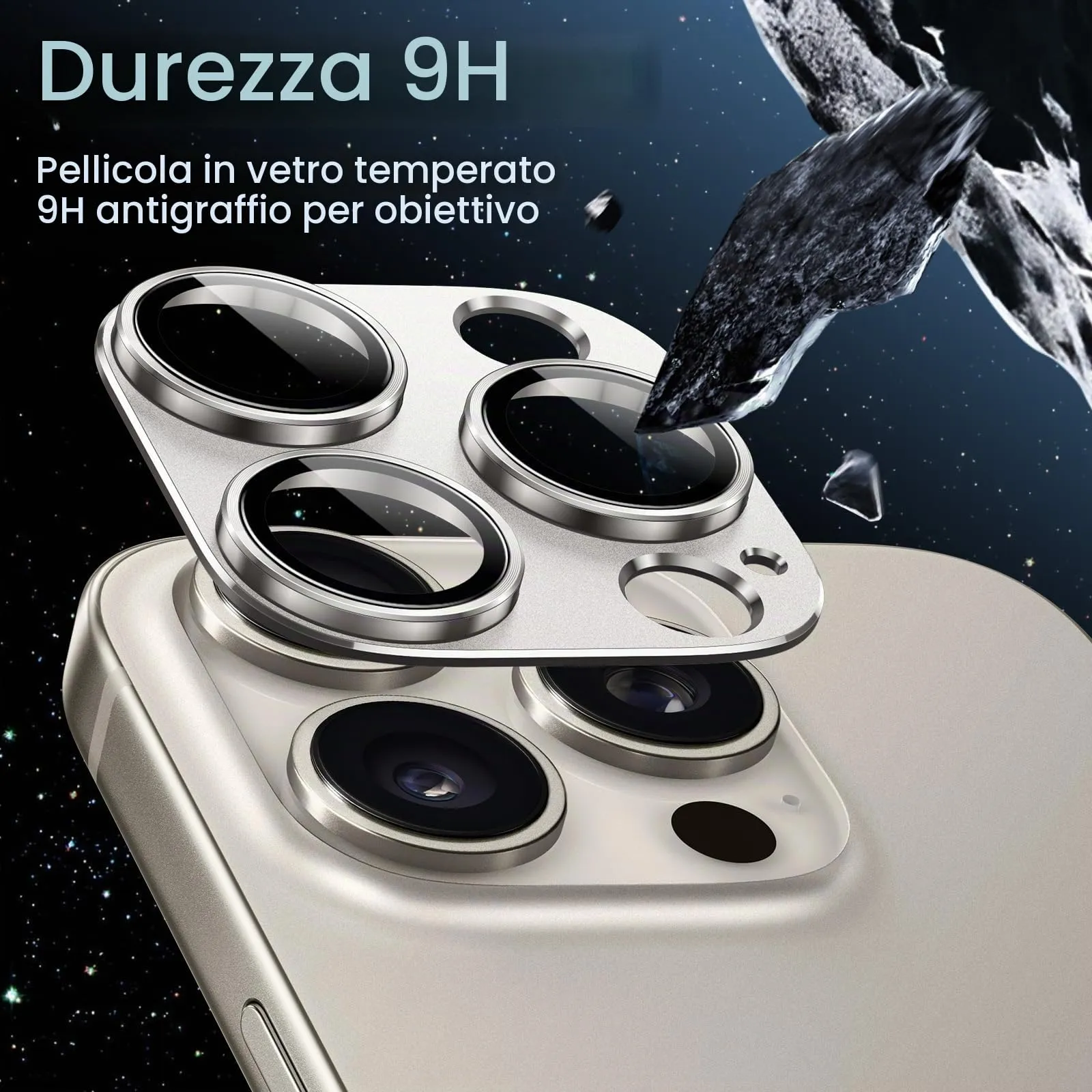 JETech Pellicola Protezione Fotocamera per iPhone 16 Pro/16 Pro Max, Titanio Naturale - immagine 4