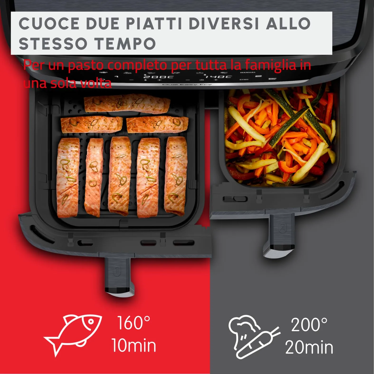 Moulinex Dual Easy Fry XXL Air Fryer 11L, Java Pepper, EZ942B - immagine 2
