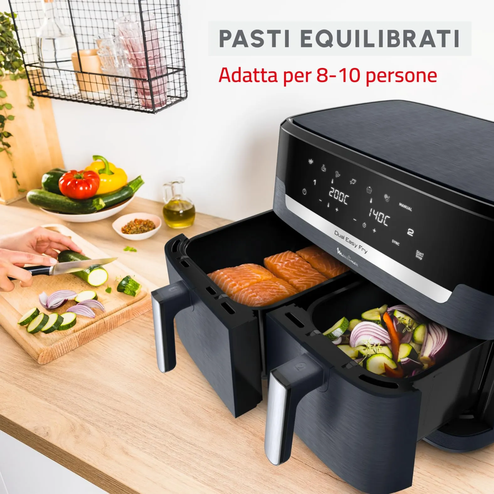 Moulinex Dual Easy Fry XXL Air Fryer 11L, Java Pepper, EZ942B - immagine 4