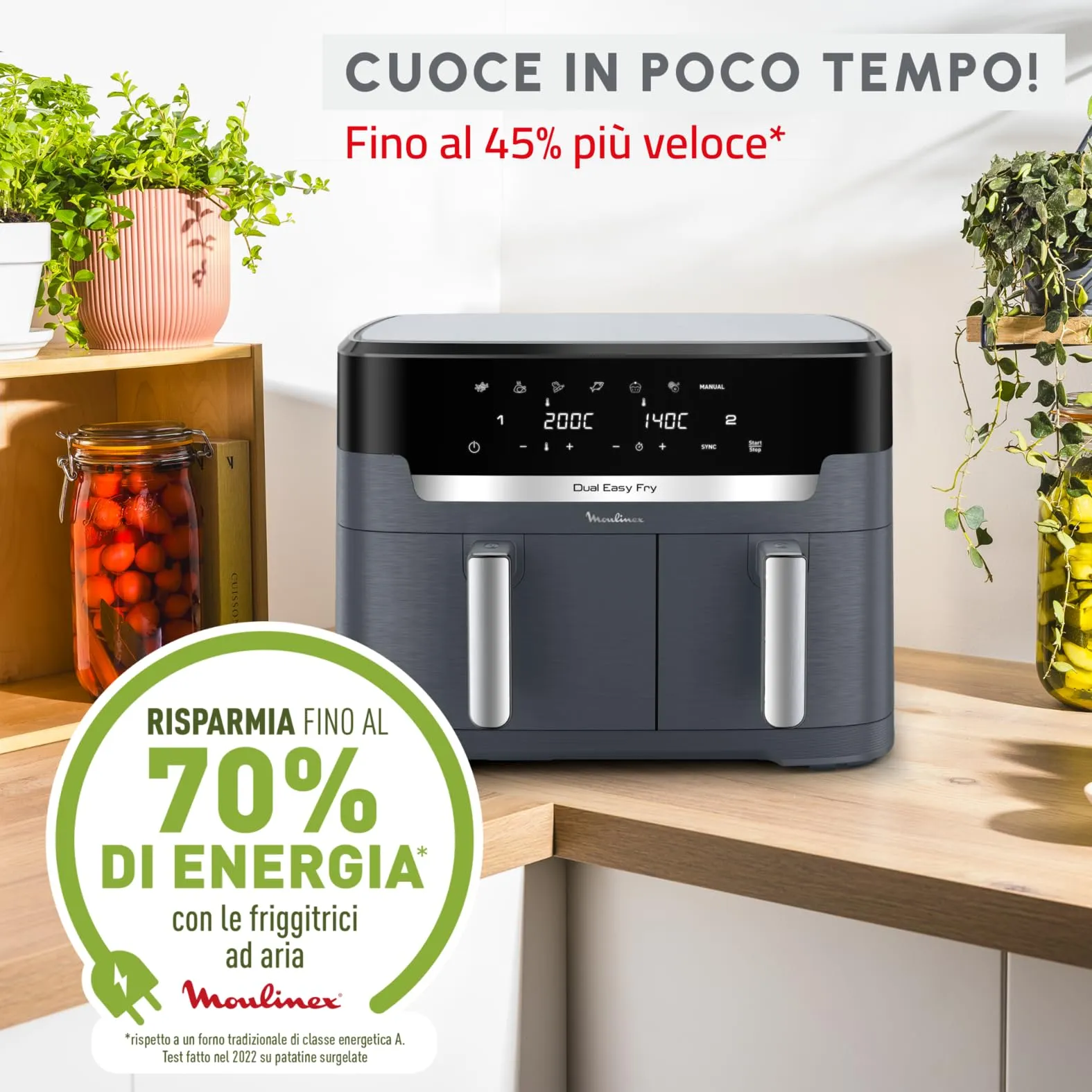 Moulinex Dual Easy Fry XXL Air Fryer 11L, Java Pepper, EZ942B - immagine 5