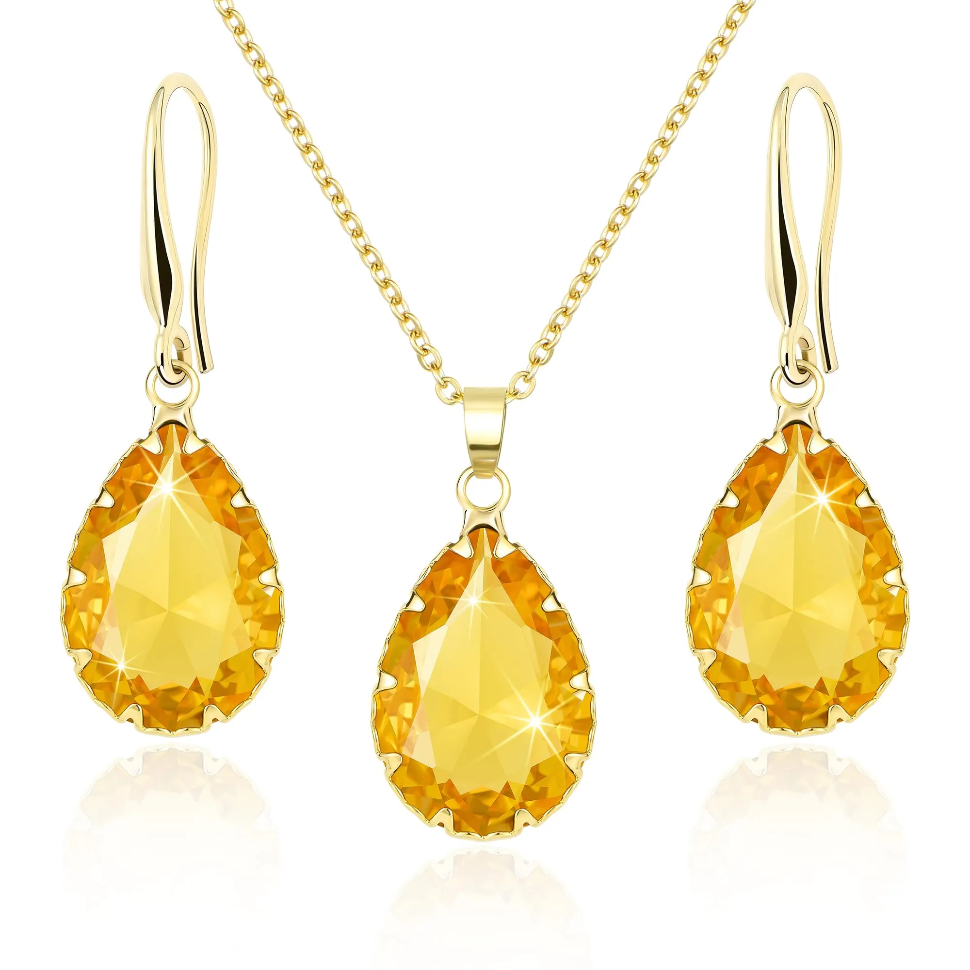 Linawe Set di gioielli in oro per donna con collana e orecchini pendenti - immagine 1
