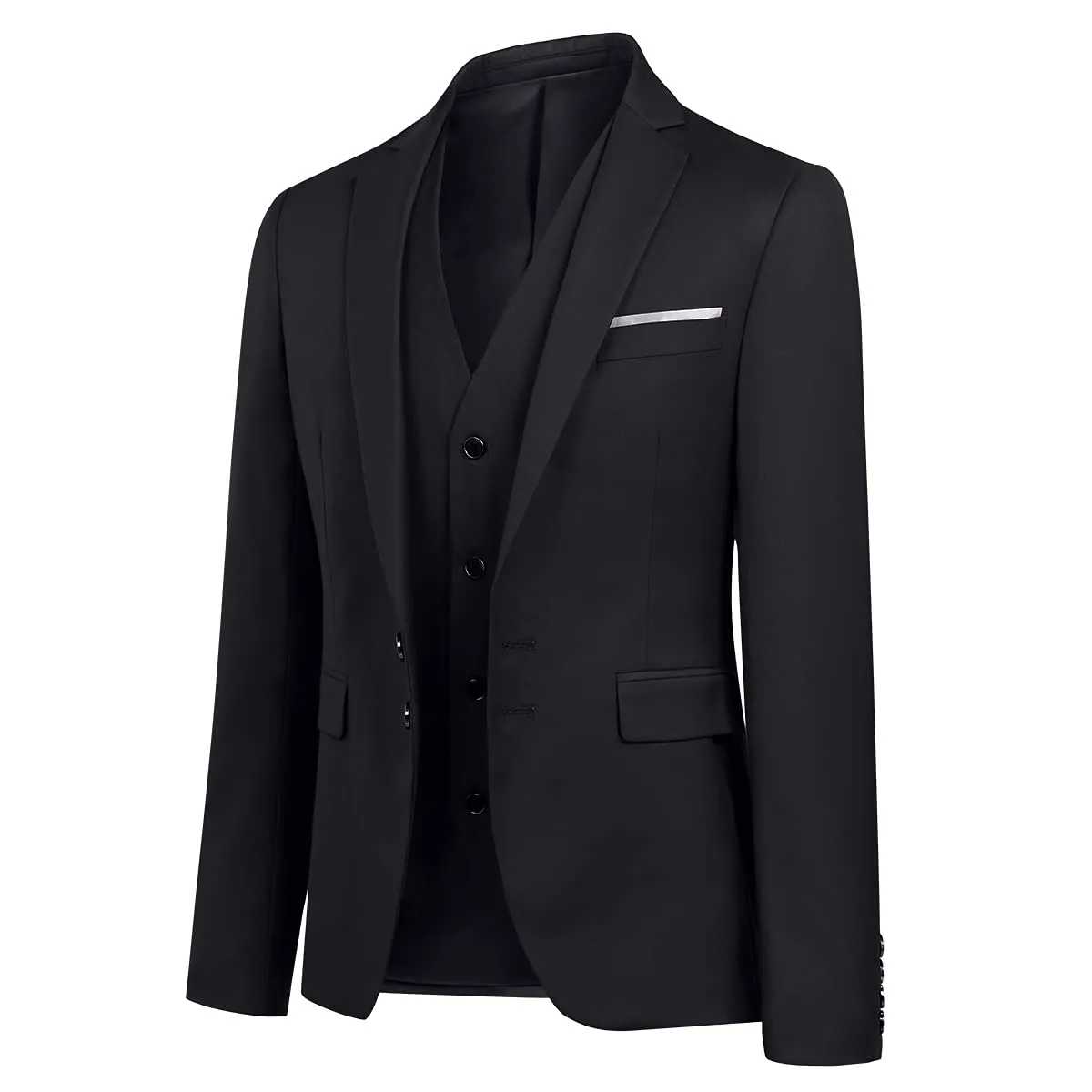 YOUTHUP Abito Uomo 3 Pezzi Slim Fit Blazer Gilet Pantaloni Elegante - immagine 2