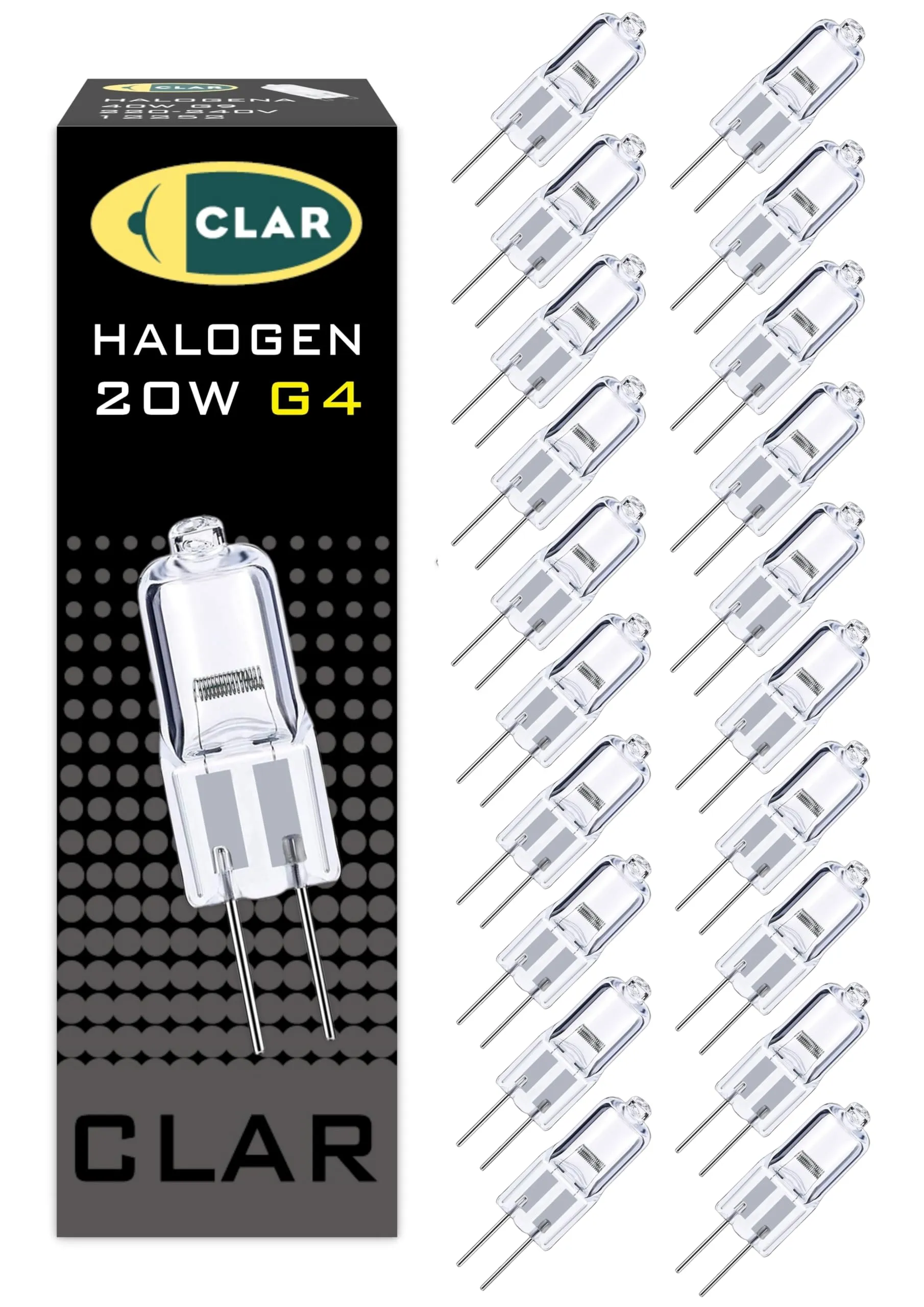 CLAR Lampadina Alogena G4 12V 20W, Confezione da 20 pezzi - immagine 1