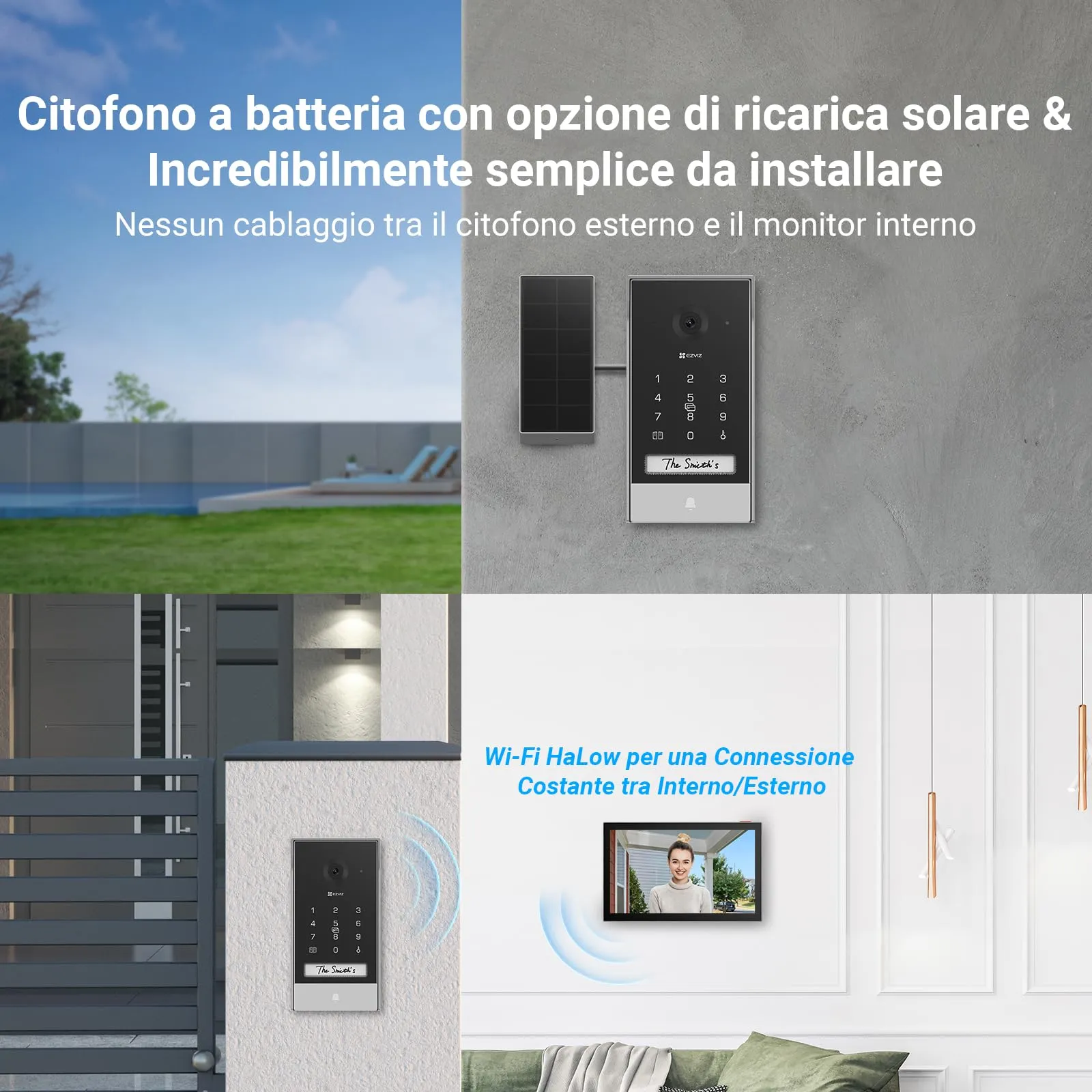 EZVIZ EP7 Videocitofono Intelligente 2K, Video Campanello Senza Fili con Monitor Touch 7 Pollici, Alimentazione Solare, Audio Bidirezionale, WiFi 2.4/5 GHz - immagine 2