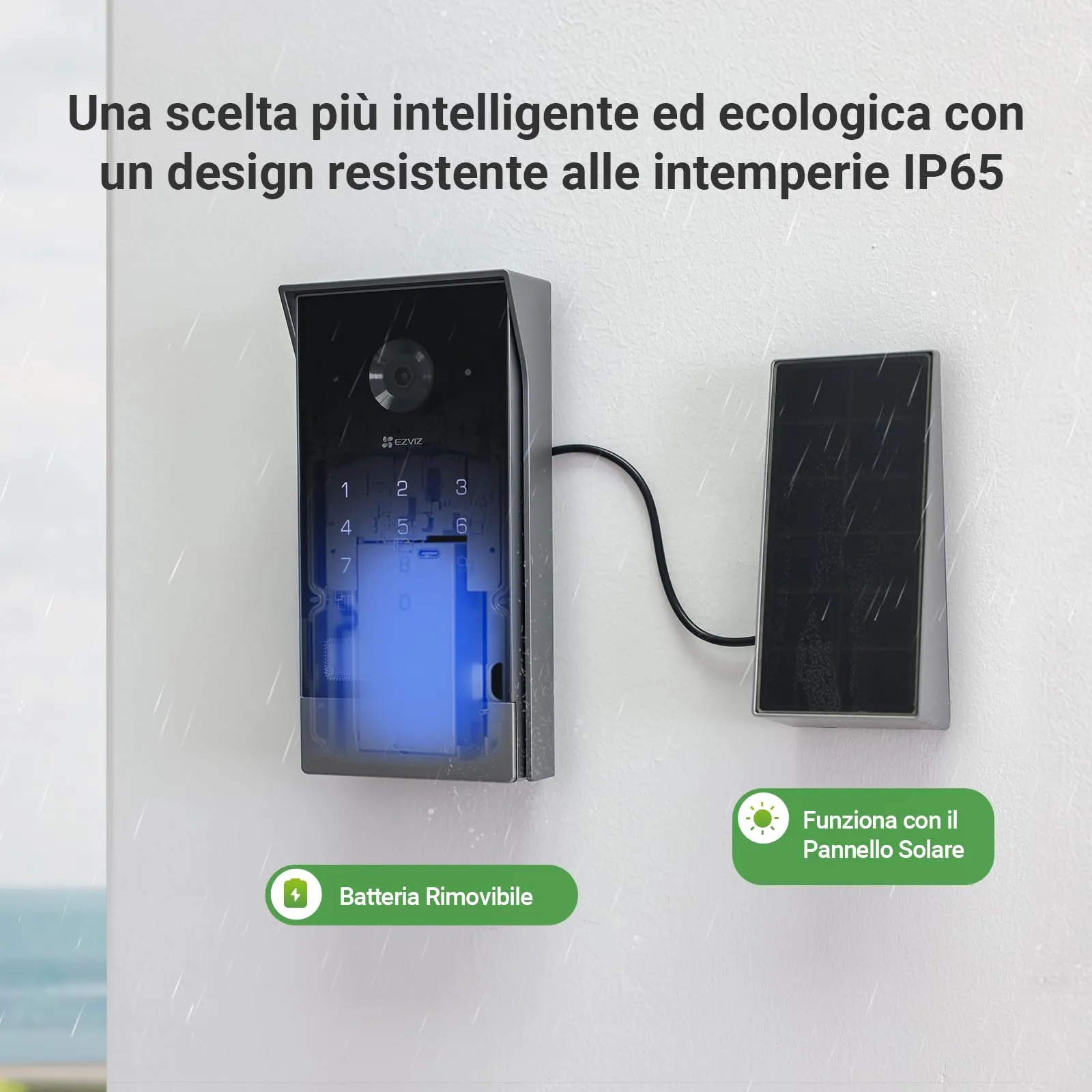 EZVIZ EP7 Videocitofono Intelligente 2K, Video Campanello Senza Fili con Monitor Touch 7 Pollici, Alimentazione Solare, Audio Bidirezionale, WiFi 2.4/5 GHz - immagine 3