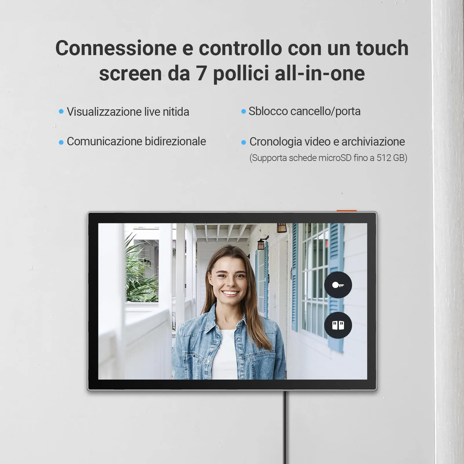 EZVIZ EP7 Videocitofono Intelligente 2K, Video Campanello Senza Fili con Monitor Touch 7 Pollici, Alimentazione Solare, Audio Bidirezionale, WiFi 2.4/5 GHz - immagine 5