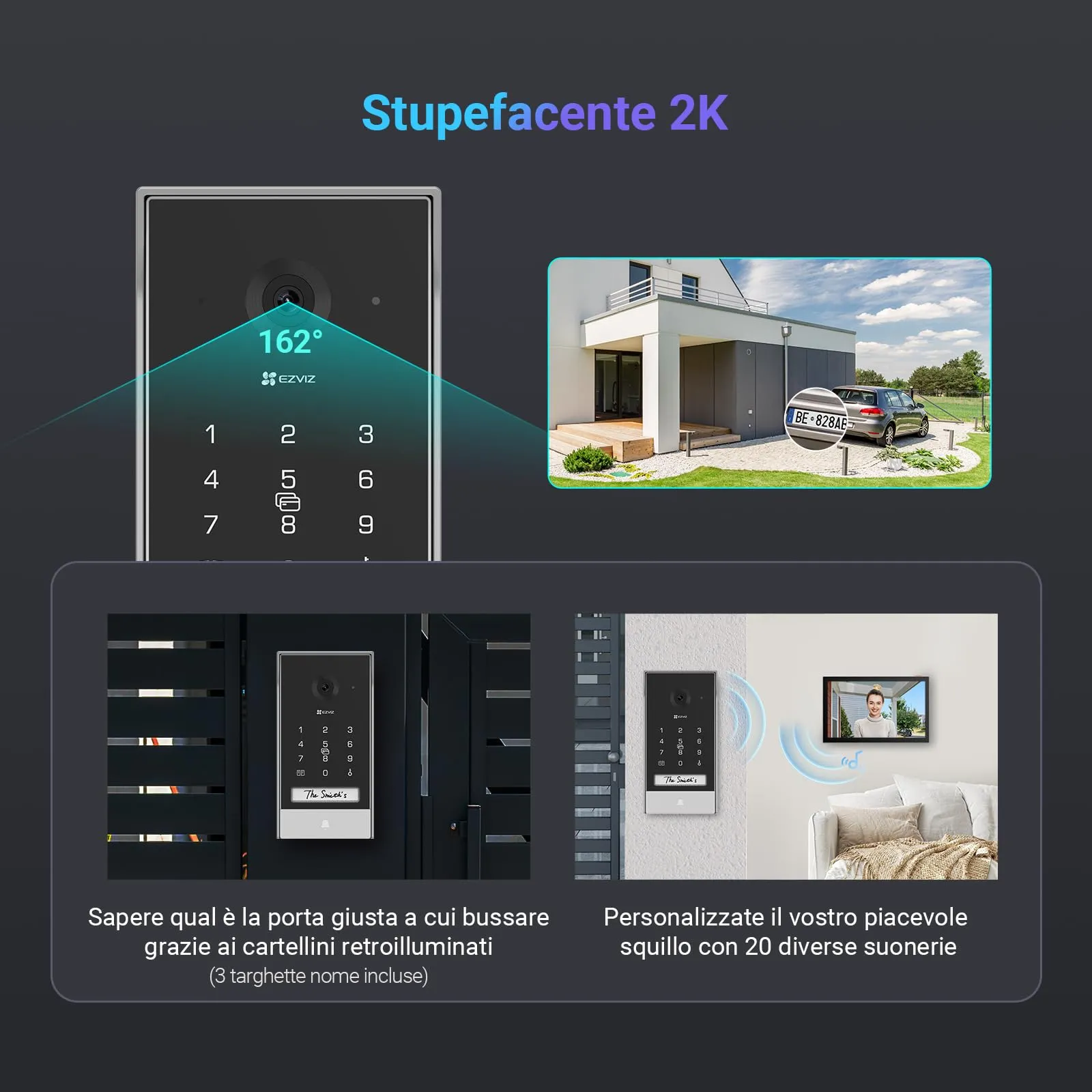 EZVIZ EP7 Videocitofono Intelligente 2K, Video Campanello Senza Fili con Monitor Touch 7 Pollici, Alimentazione Solare, Audio Bidirezionale, WiFi 2.4/5 GHz - immagine 7
