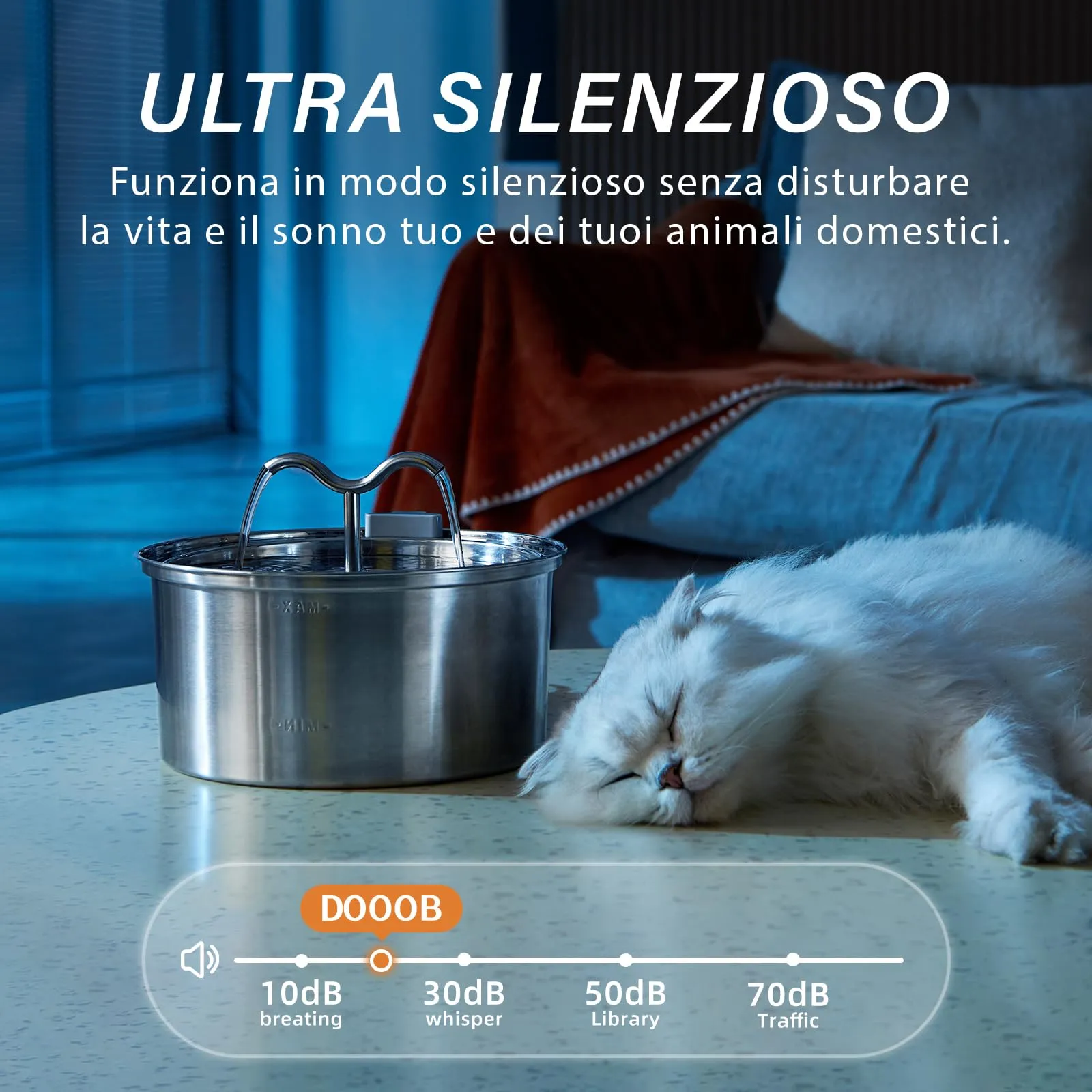 DOOOB Fontana per Gatti in Acciaio Inossidabile, 3.2L - immagine 3
