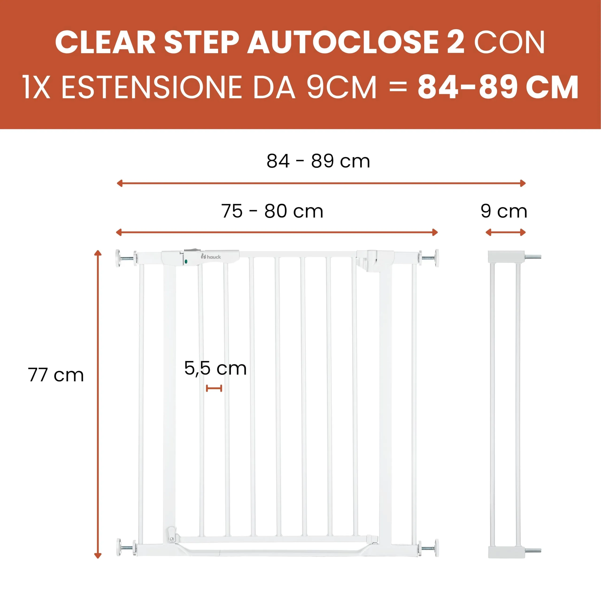 hauck Cancelletto con Prolunga 9 cm, Chiusura Automatica e Soglia Piatta, White - immagine 2