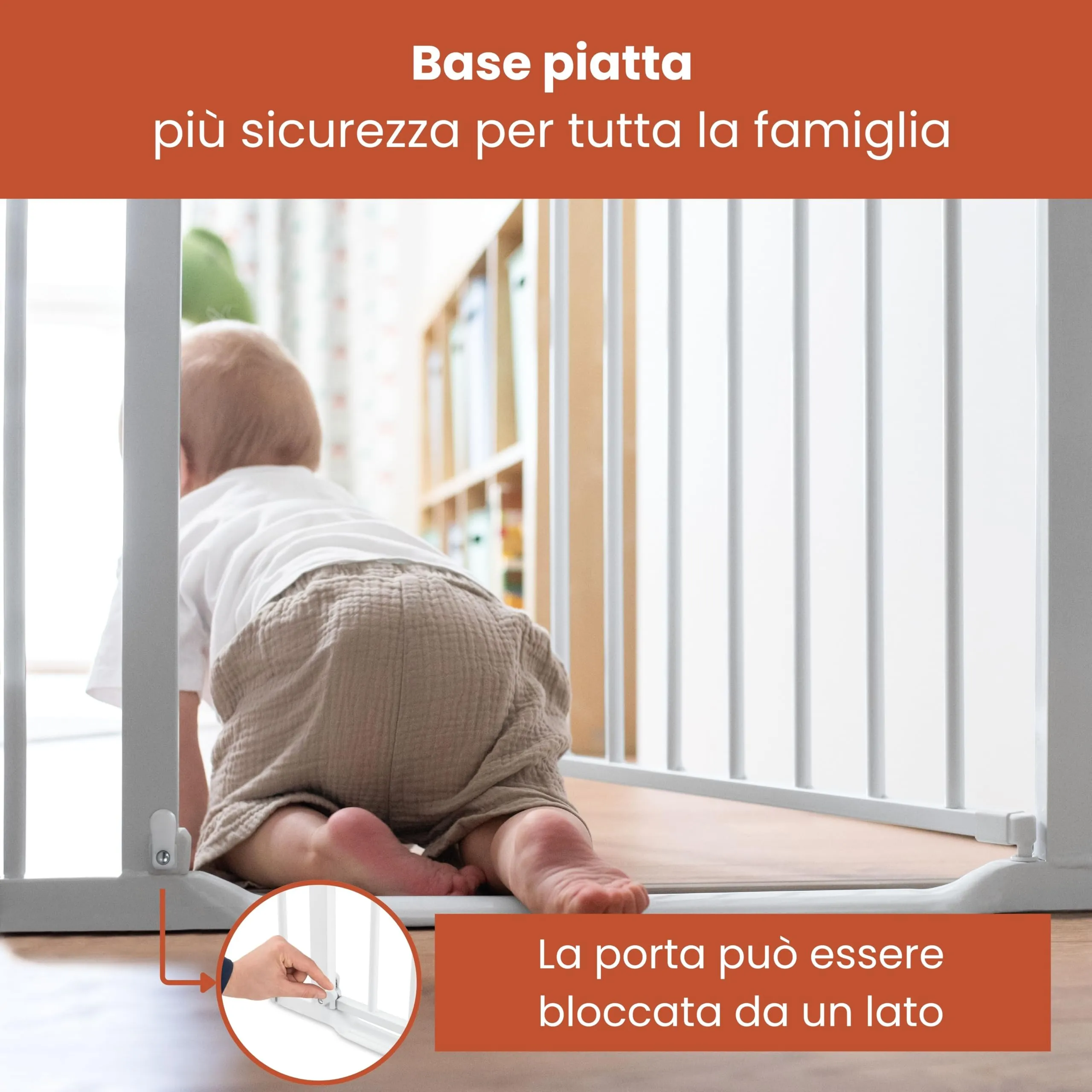 hauck Cancelletto con Prolunga 9 cm, Chiusura Automatica e Soglia Piatta, White - immagine 4