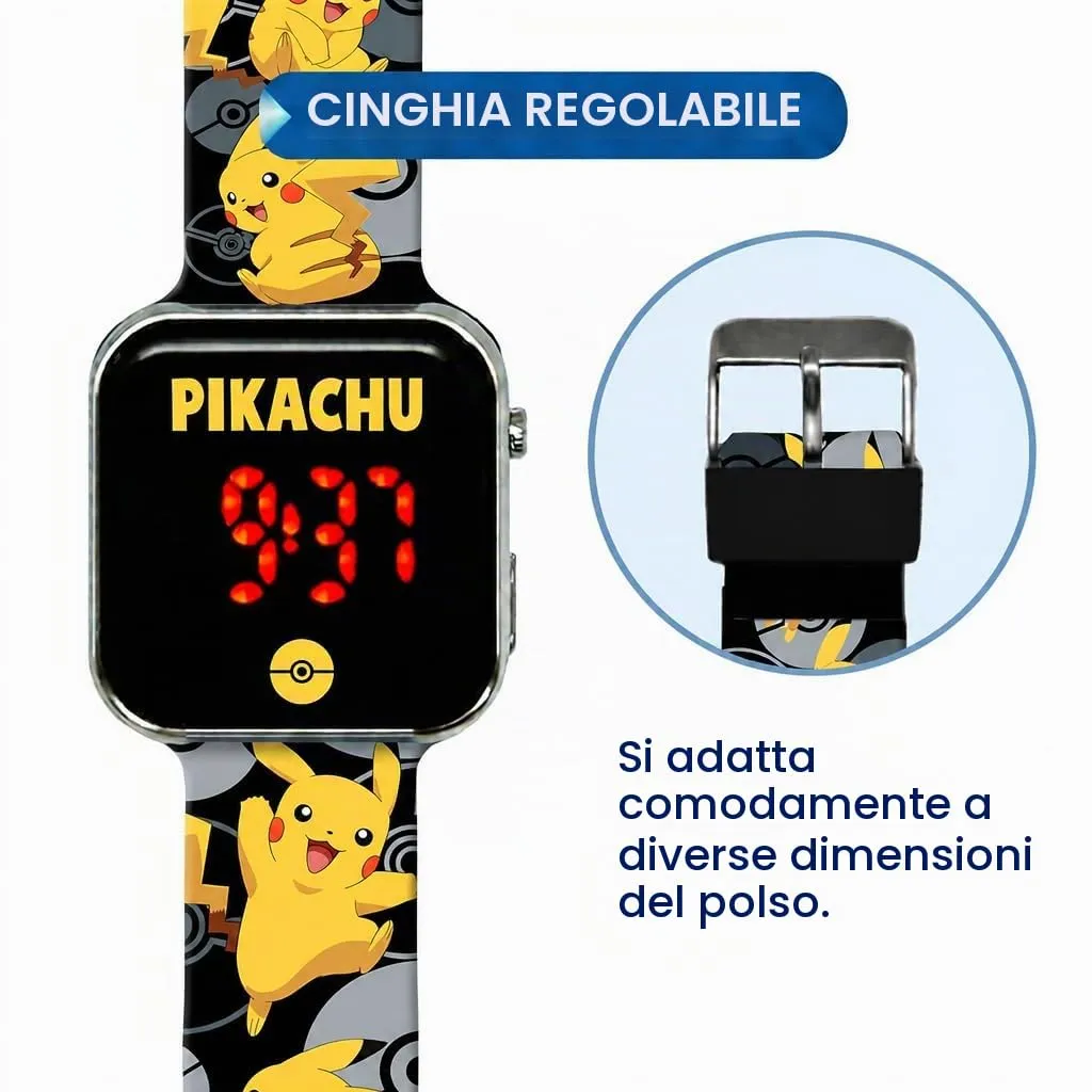 Kids Licensing Orologio Digitale a LED Pokémon, Nero - immagine 3