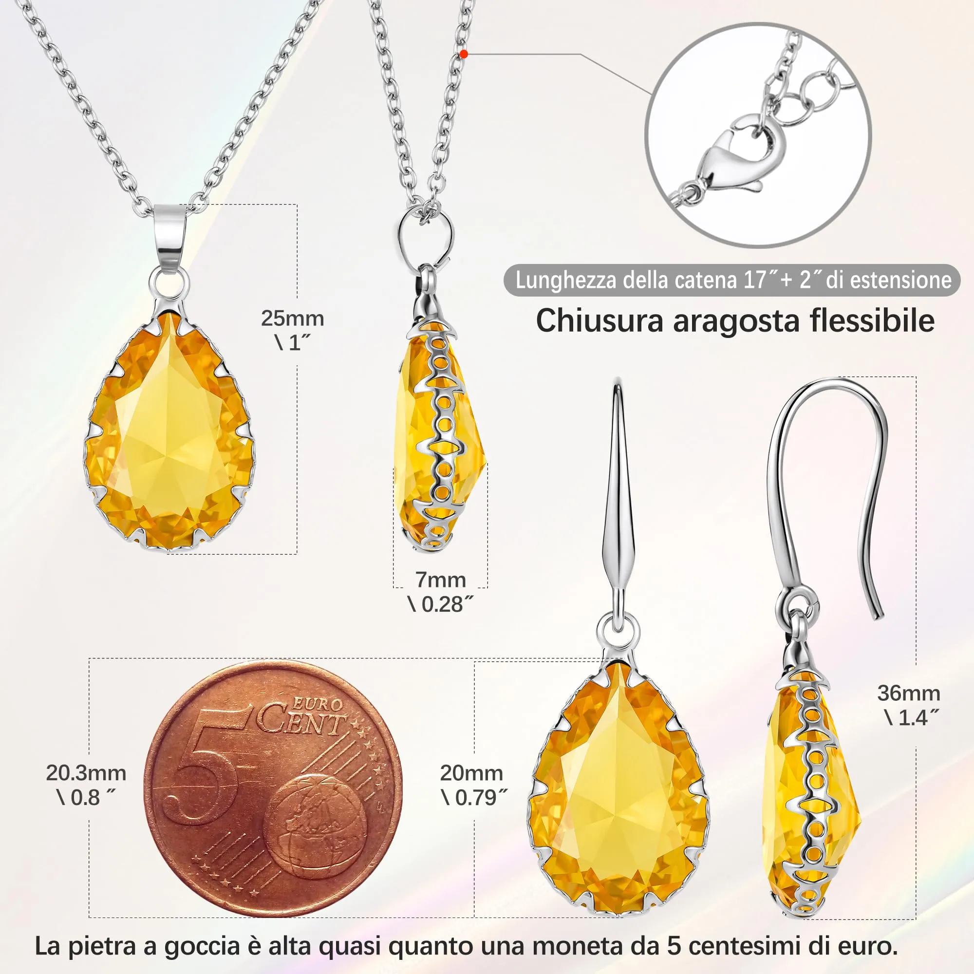 Linawe Set di Gioielli da Sposa con Collana e Orecchini in Argento, Oro e Oro Rosa - immagine 4