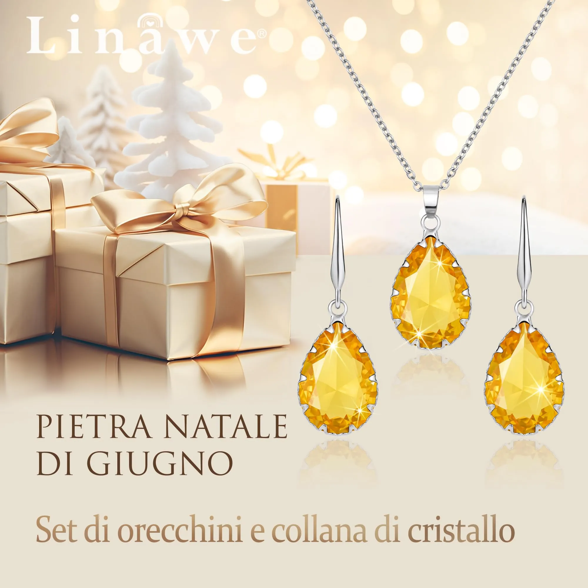 Linawe Set di Gioielli da Sposa con Collana e Orecchini in Argento, Oro e Oro Rosa - immagine 5