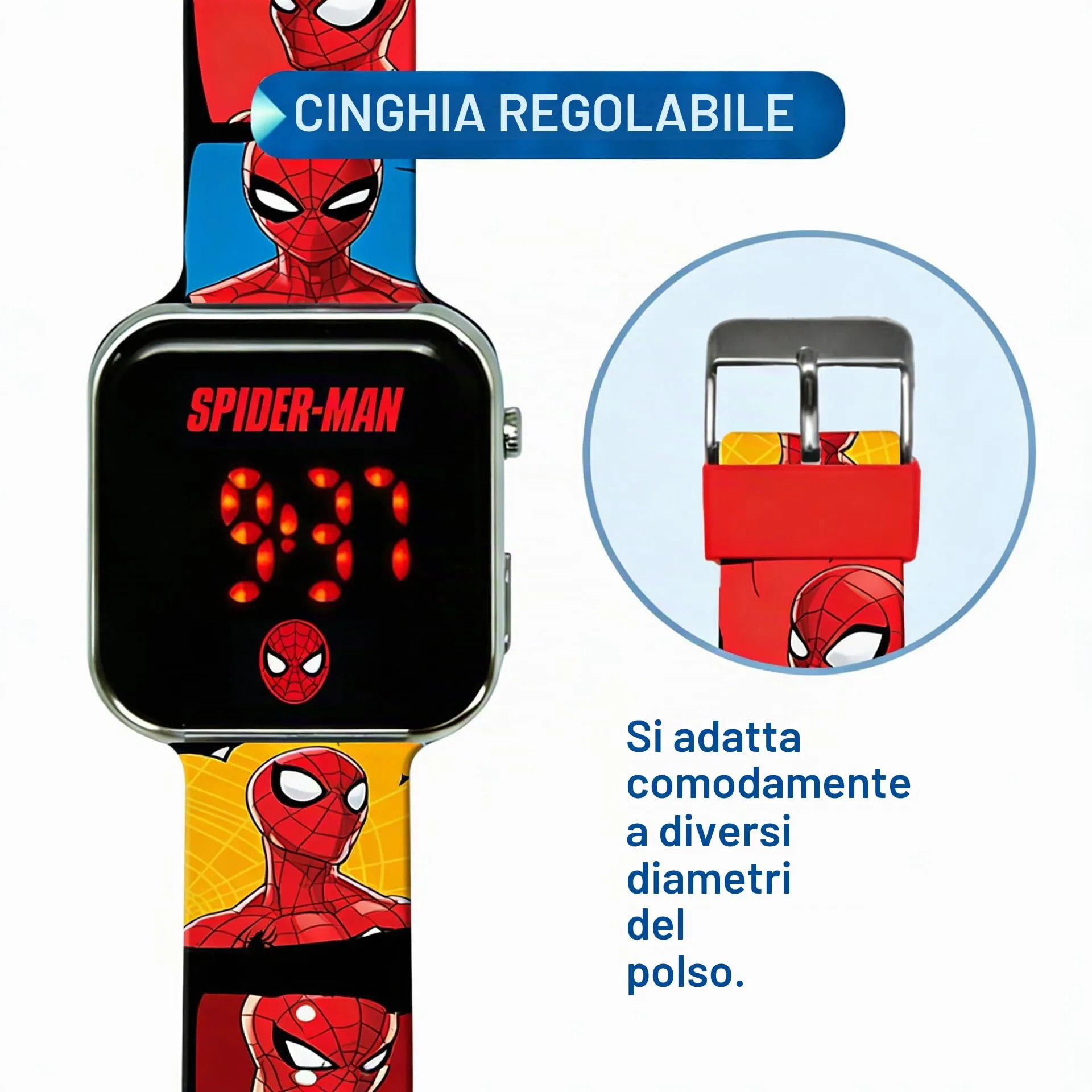 Kids Licensing Orologio Digitale LED Spiderman Multicolore SPD4903 - immagine 3