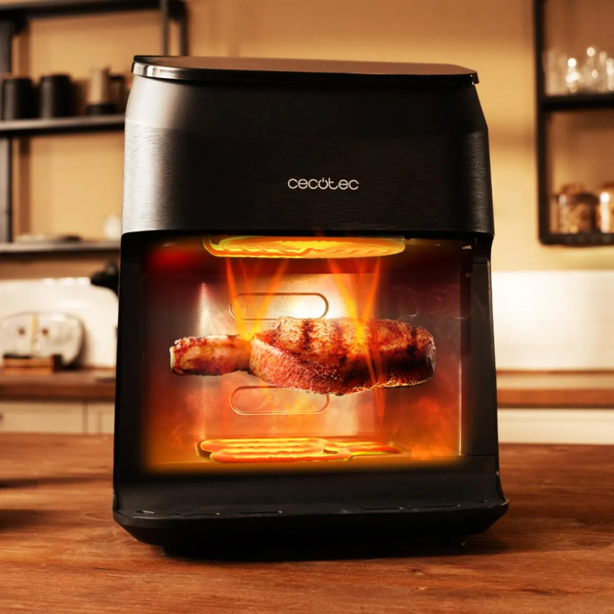 Cecotec Cecofry&Grill Smokin' 4500 Friggitrice ad Aria 4.5 Litri, 1900W, Piastra Grill, Doppia Resistenza, Affumicatore Integrato - immagine 3