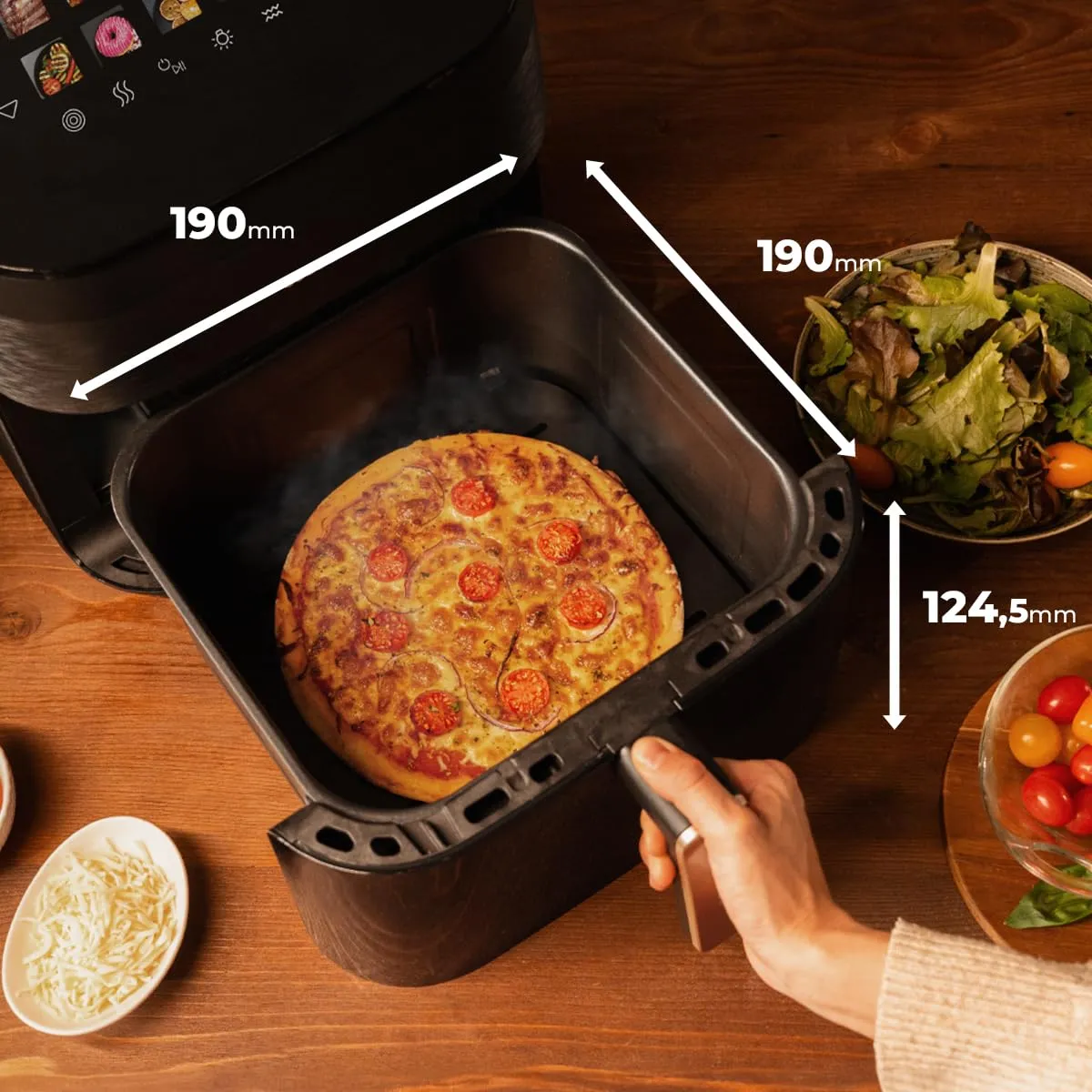 Cecotec Cecofry&Grill Smokin' 4500 Friggitrice ad Aria 4.5 Litri, 1900W, Piastra Grill, Doppia Resistenza, Affumicatore Integrato - immagine 7
