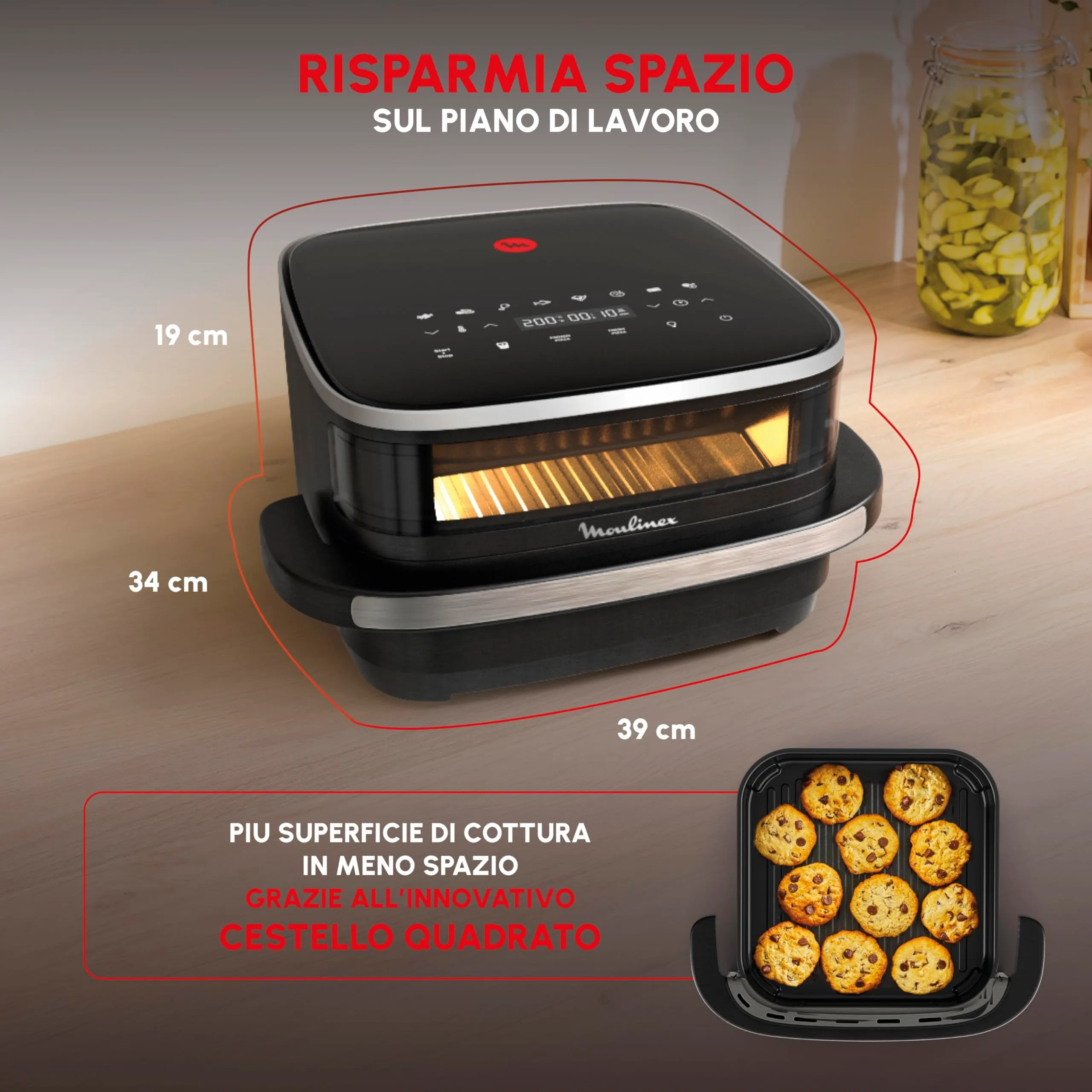 Moulinex Easy Fry XL Surface Air Fryer, Black, AL4018 - immagine 3