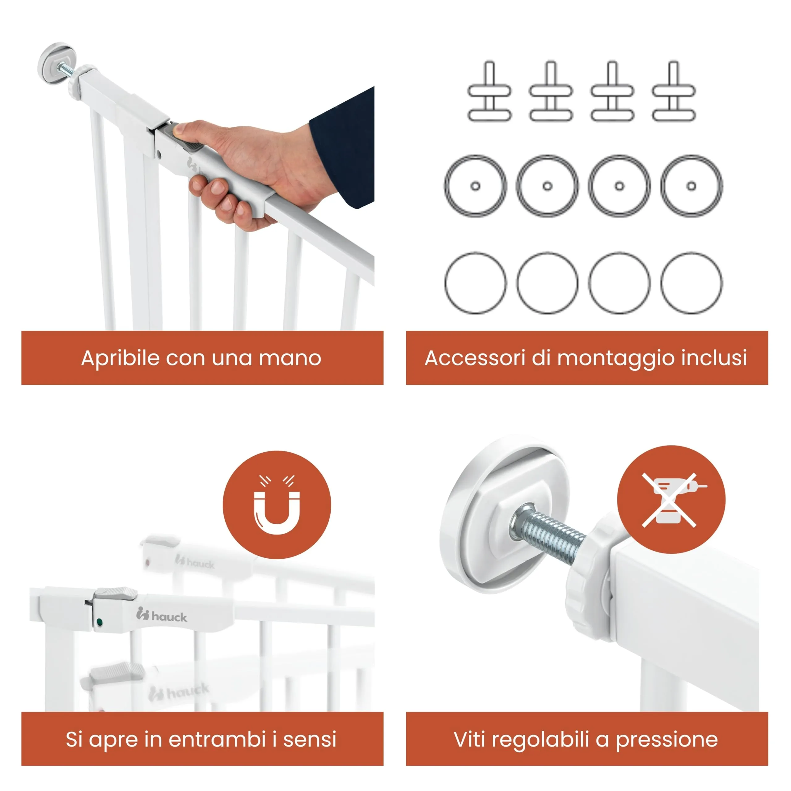 hauck Cancelletto con Prolunga 21 cm, Chiusura Automatica e Soglia Piatta, White - immagine 5