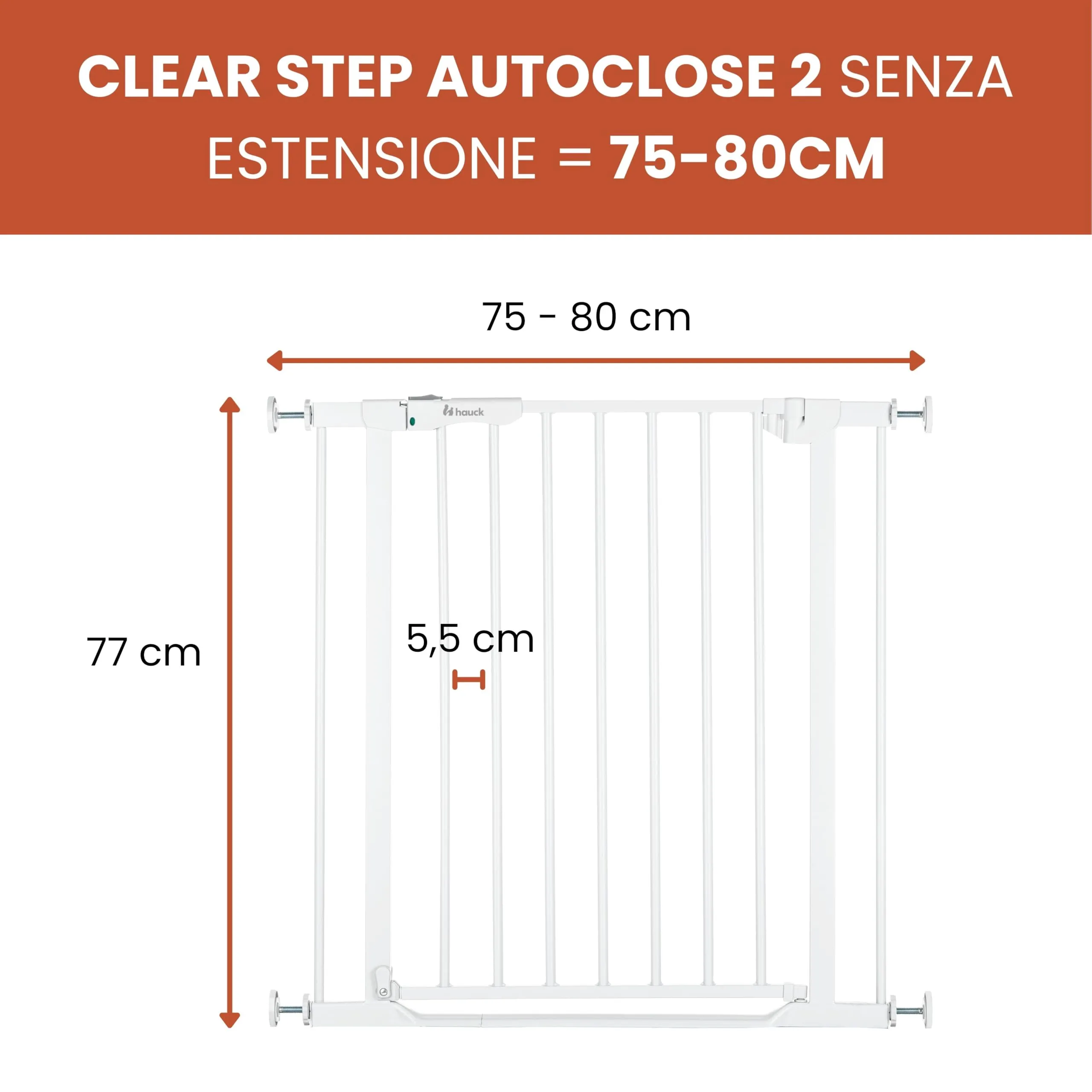 hauck Cancelletto di Sicurezza Chiusura Automatica e Soglia Piatta, White, 75-80 cm - immagine 2