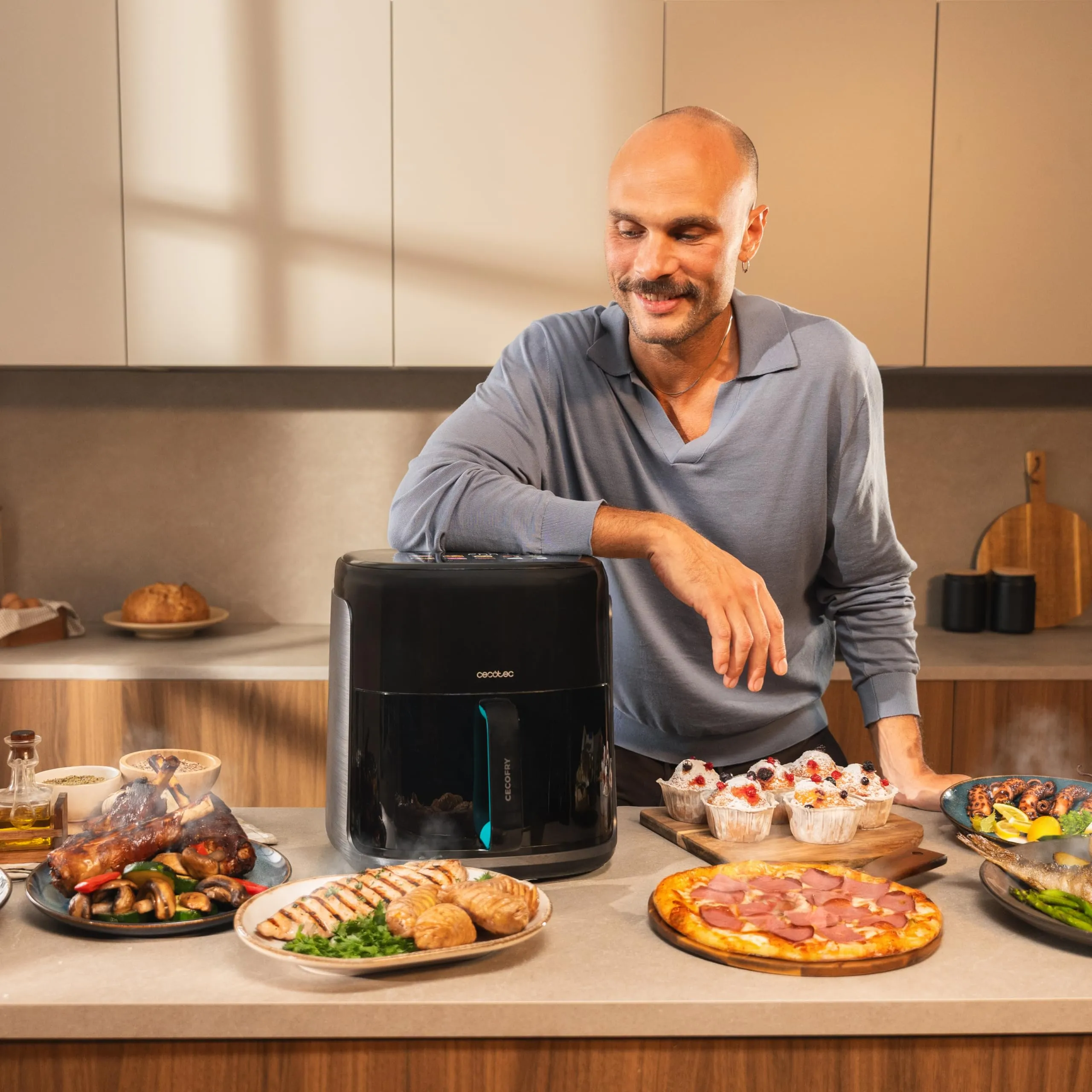 Cecotec Cecofry&Grill Smokin'Prime 4000 Air Fryer 4L 1900W 3in1 Friggitrice, Grill, Piastra - immagine 4