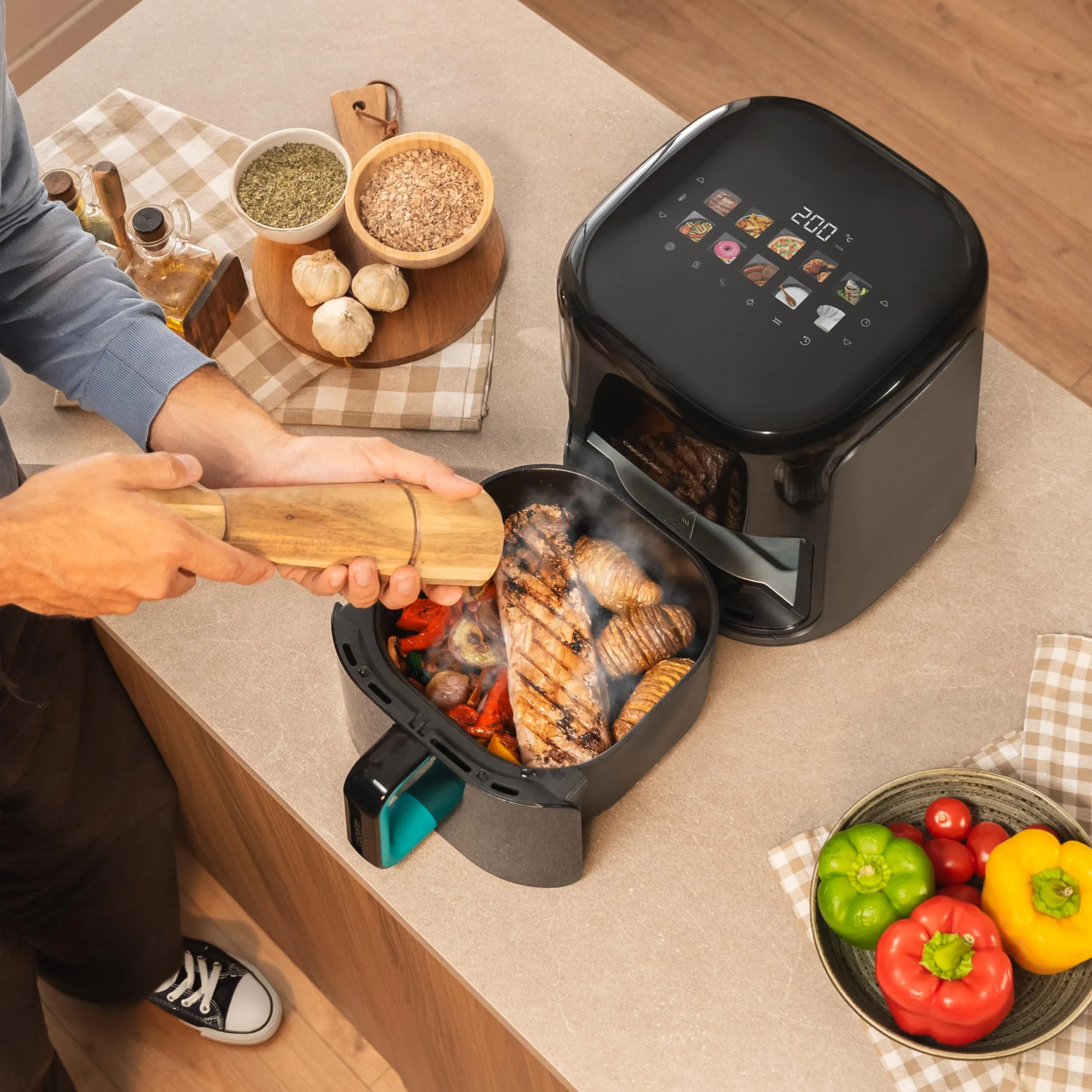 Cecotec Cecofry&Grill Smokin'Prime 4000 Air Fryer 4L 1900W 3in1 Friggitrice, Grill, Piastra - immagine 6