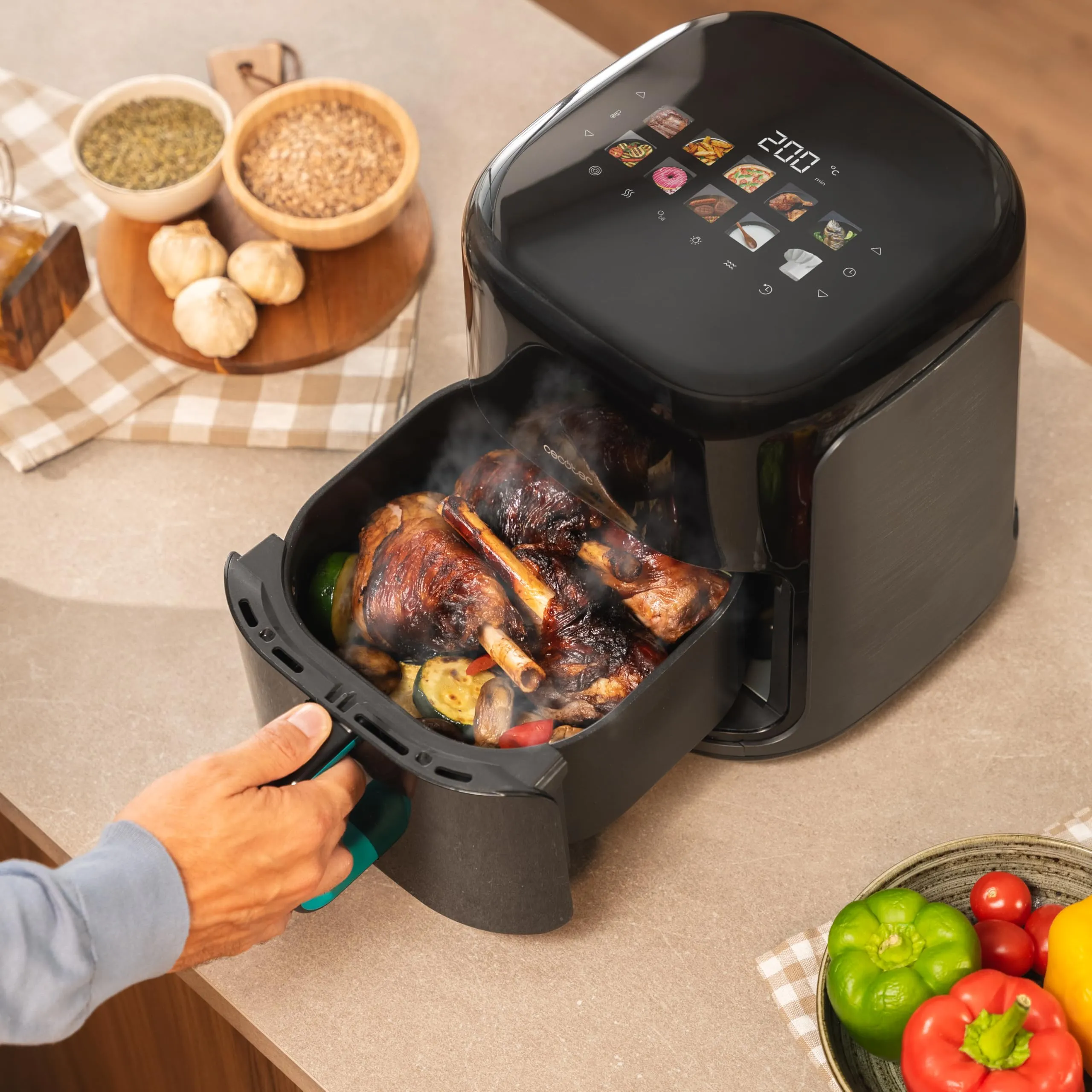 Cecotec Cecofry&Grill Smokin'Prime 4000 Air Fryer 4L 1900W 3in1 Friggitrice, Grill, Piastra - immagine 8