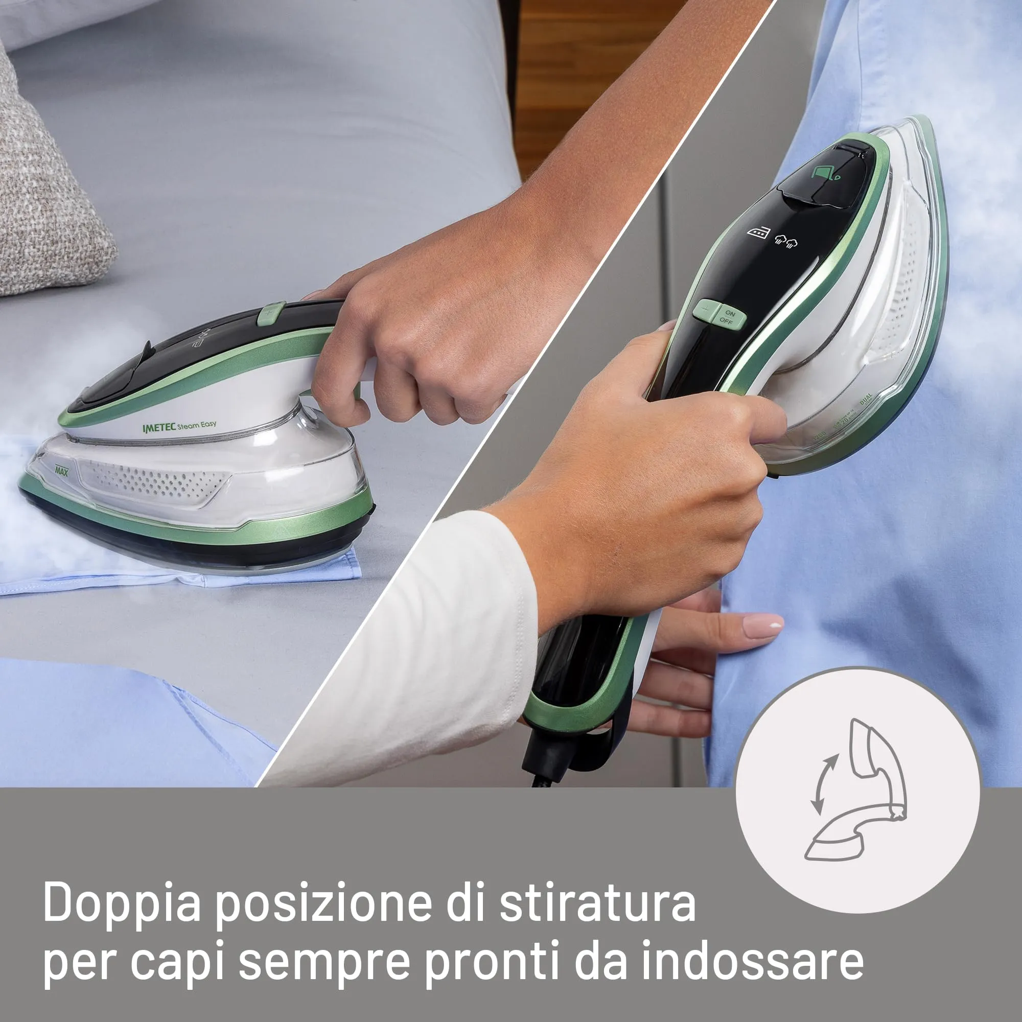 Imetec Steam Easy Ferro da Stiro Verticale e Orizzontale 1200W - immagine 4