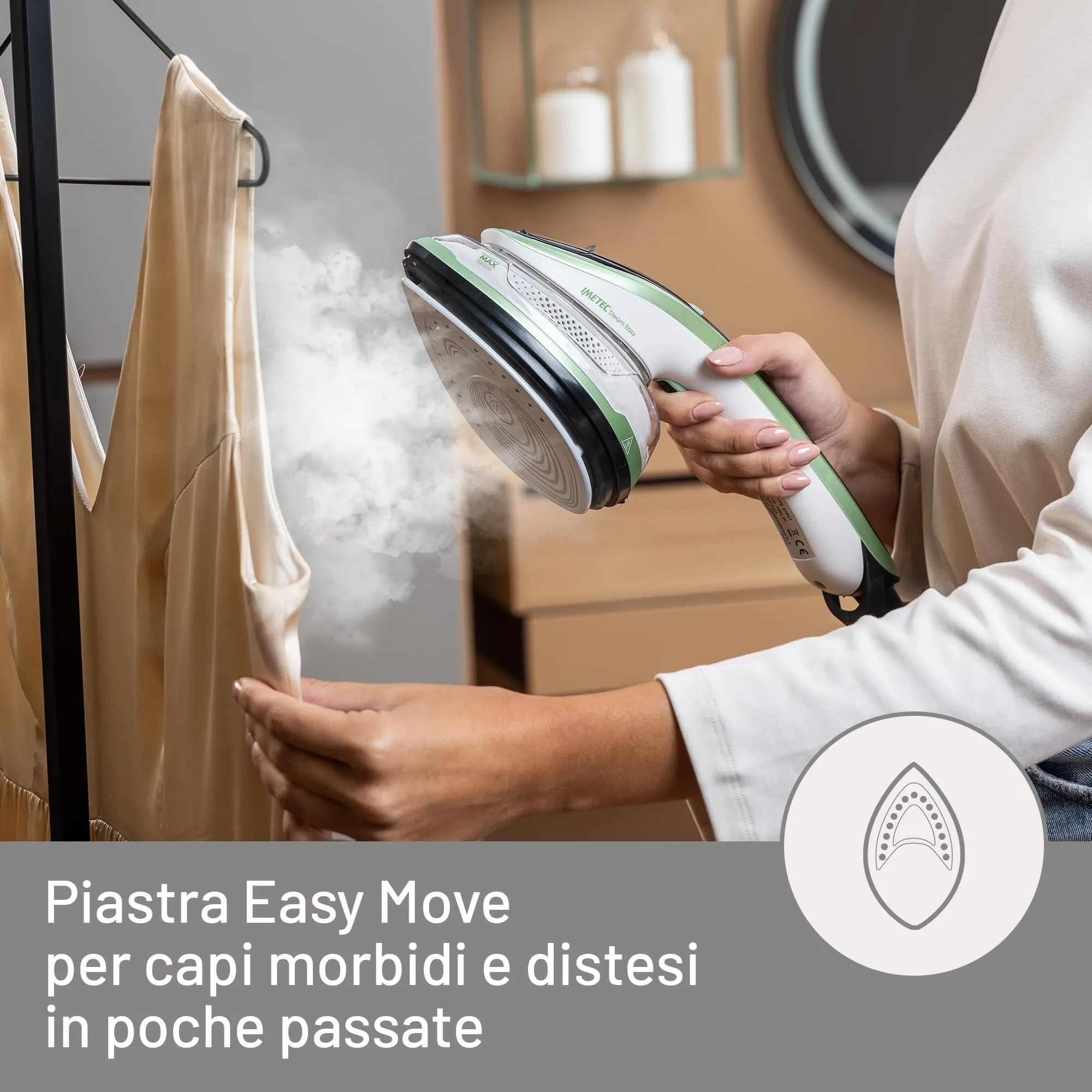 Imetec Steam Easy Ferro da Stiro Verticale e Orizzontale 1200W - immagine 5