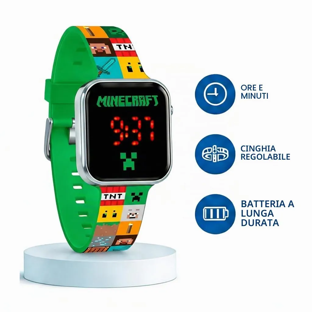 Kids Licensing Orologio Digitale a LED Minecraft per Bambini e Bambine - immagine 2