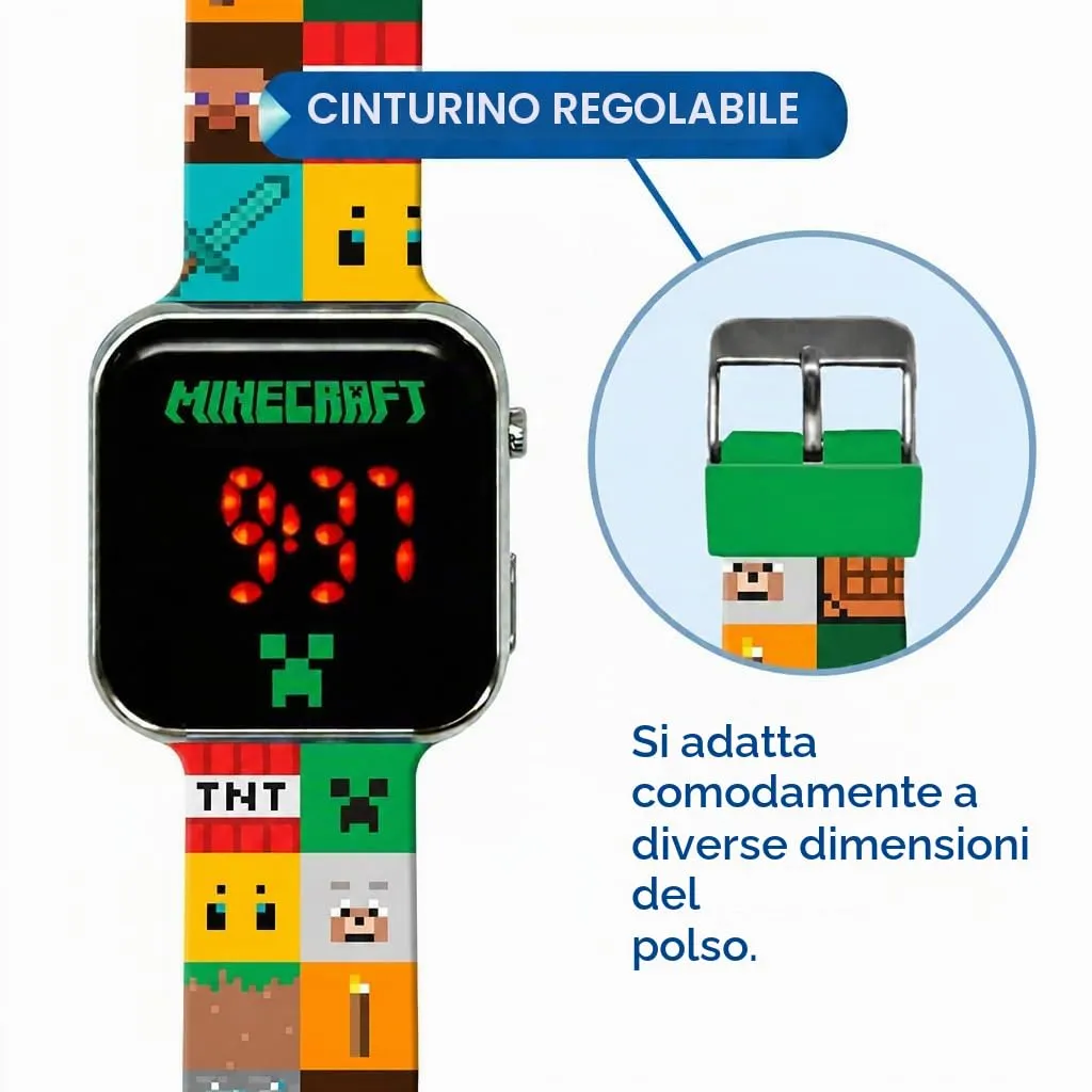 Kids Licensing Orologio Digitale a LED Minecraft per Bambini e Bambine - immagine 3