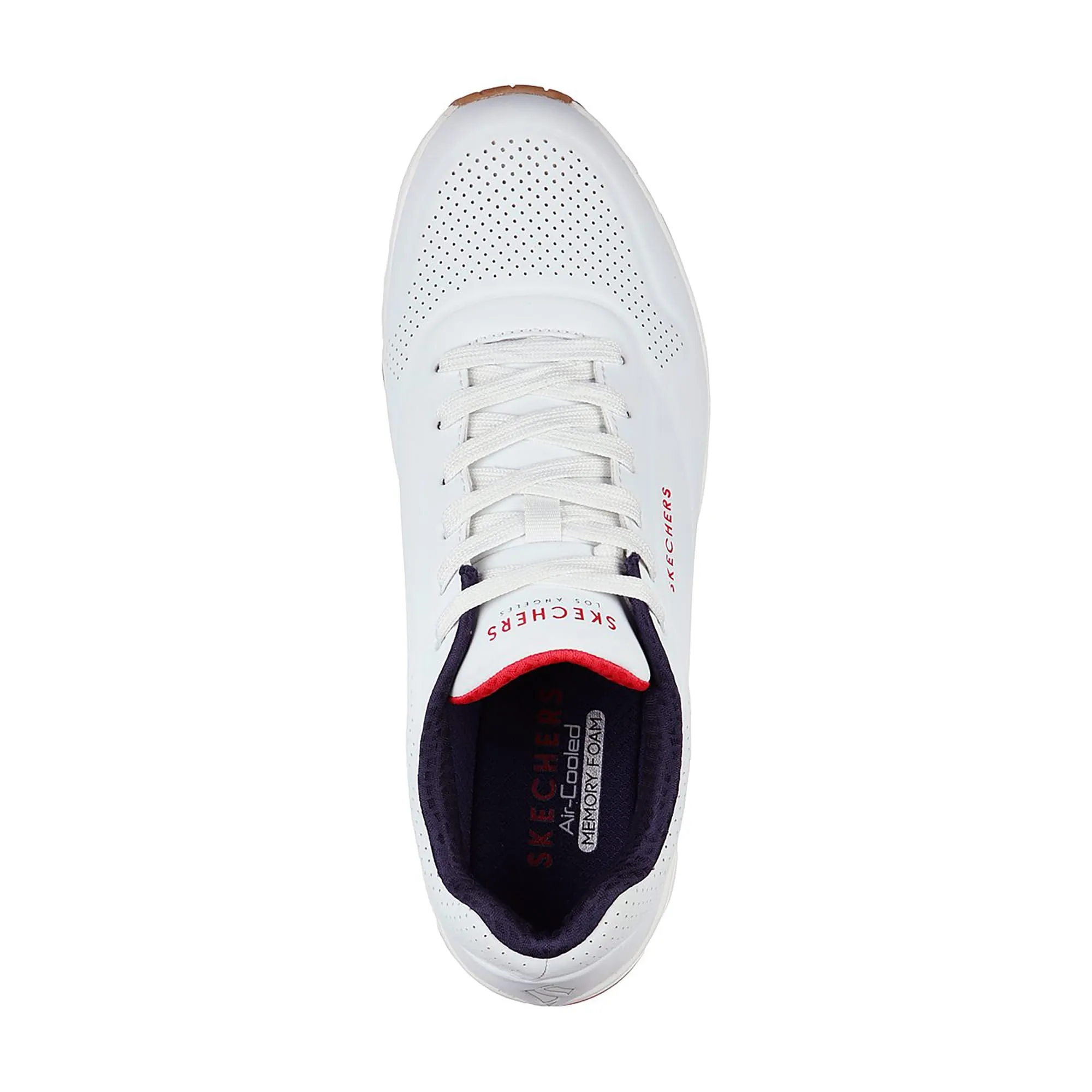 Skechers Uno Stand On Air Scarpe da ginnastica Uomo, White Durabuck Navy Red Trim, 47.5 EU - immagine 3