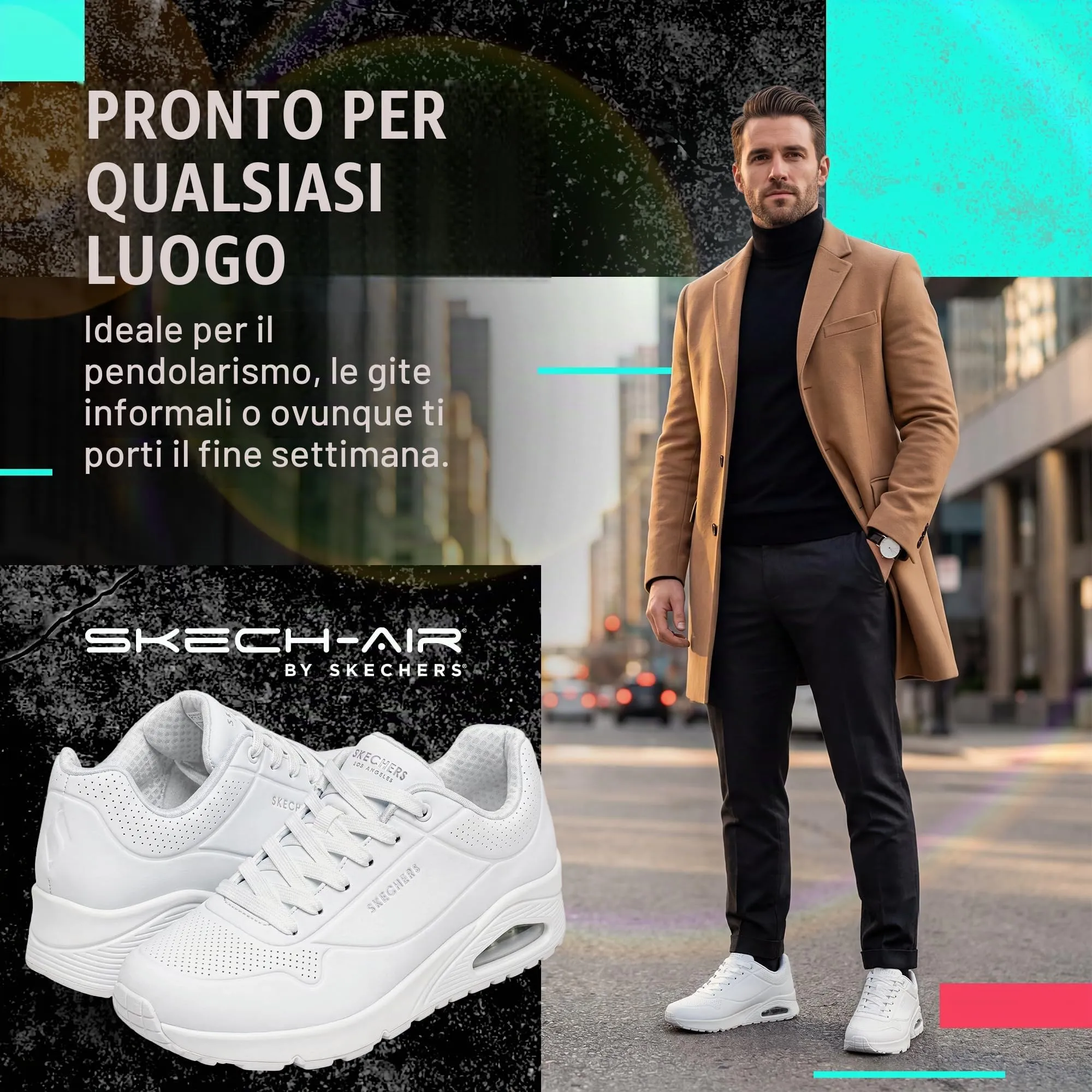 Skechers Uno Stand On Air Scarpe da ginnastica Uomo, White Durabuck Mesh, 41 EU - immagine 5
