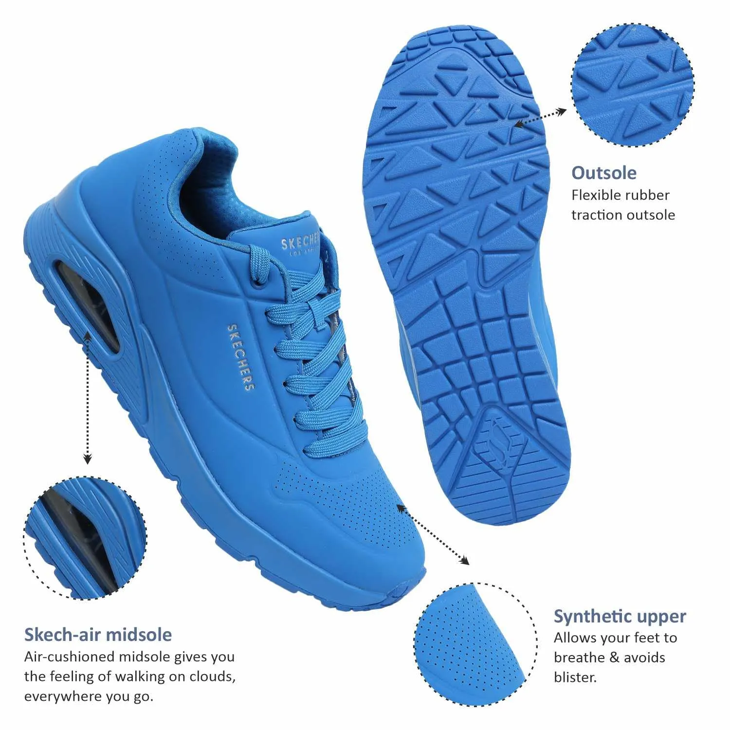 Skechers Uno Stand On Air Scarpe da ginnastica Uomo, Blue Durabuck Mesh, 45.5 EU - immagine 4