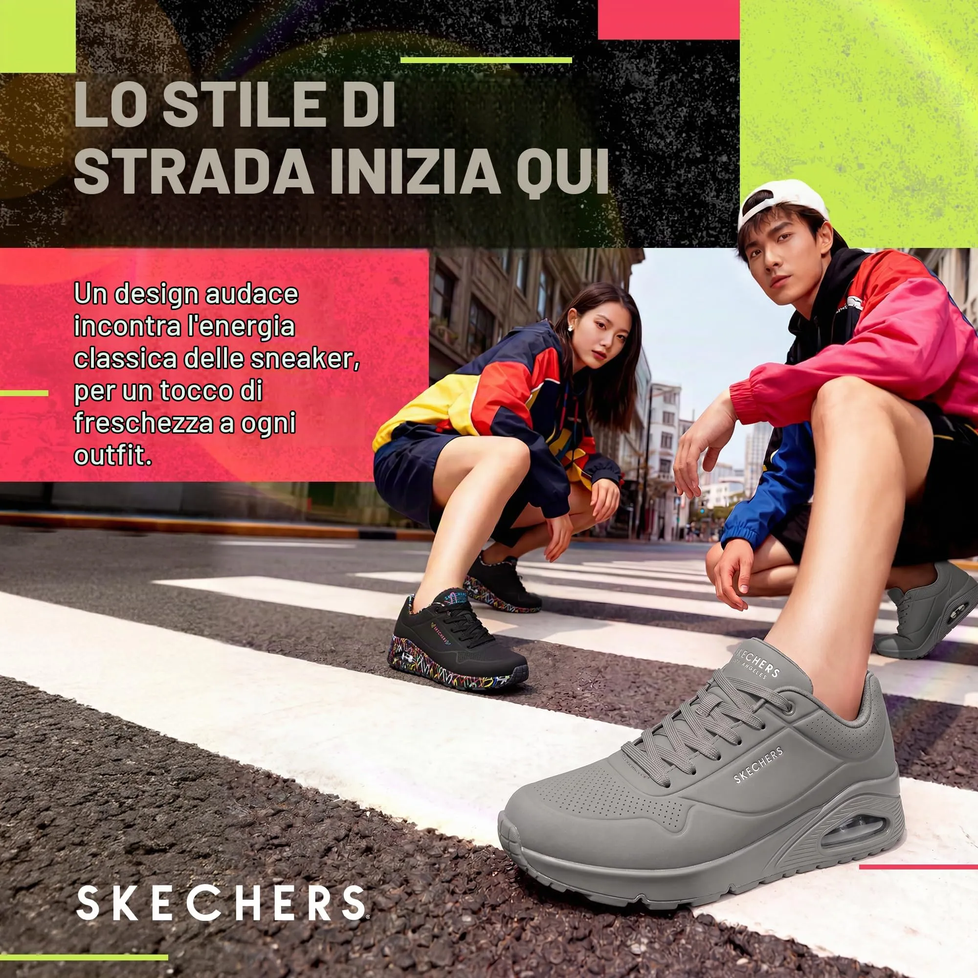 Skechers Uno Stand on Air Sneaker Uomo - Light Grey Durabuck/Mesh - 44 EU - immagine 2