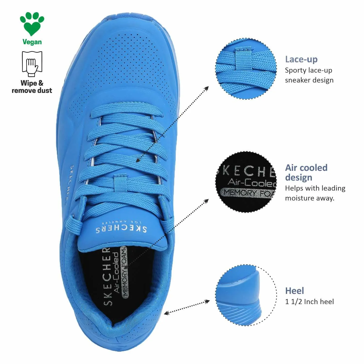 Skechers Uno Stand On Air Scarpe da ginnastica Uomo Blue Durabuck Mesh 44 EU - immagine 5