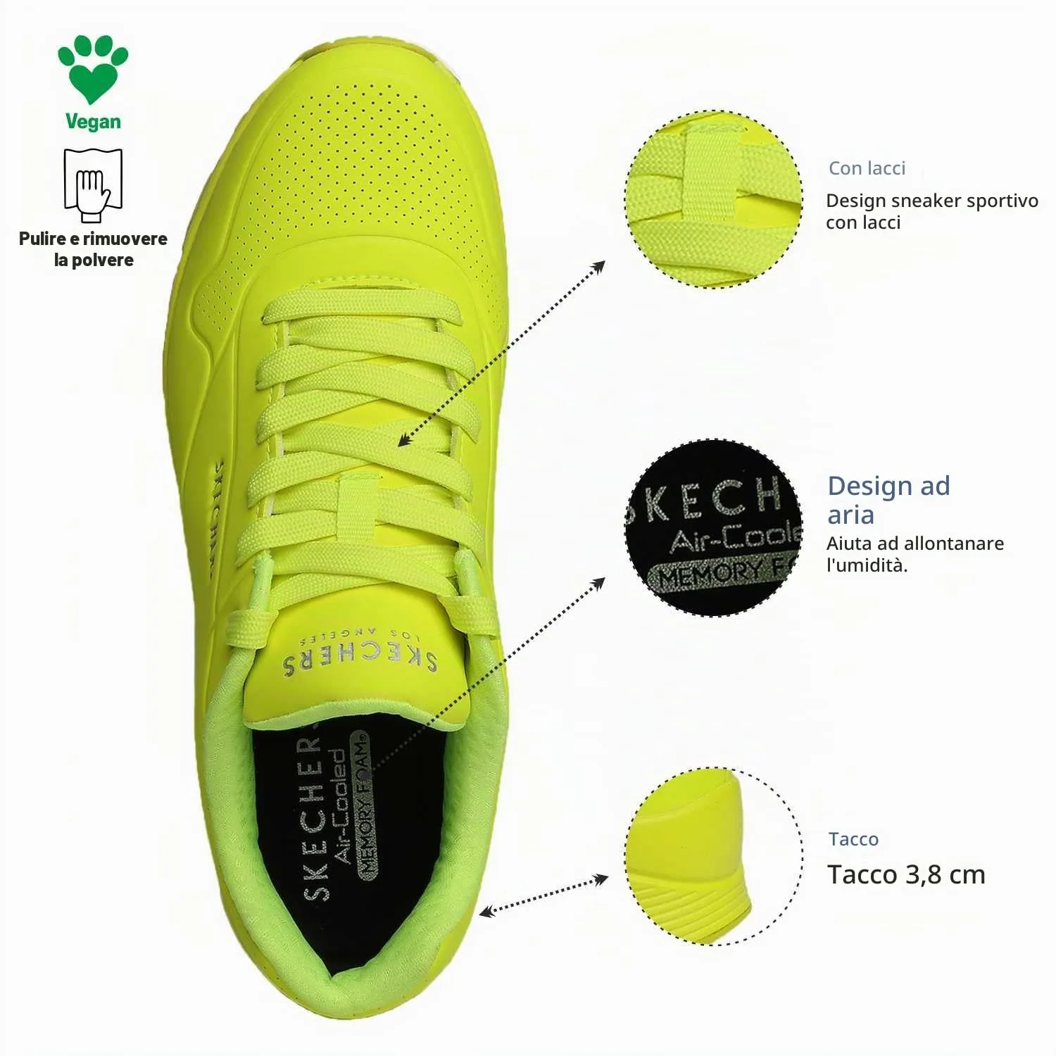 Skechers Uno Stand On Air Scarpe da ginnastica Uomo, Lime Durabuck Trim, 44 EU - immagine 5