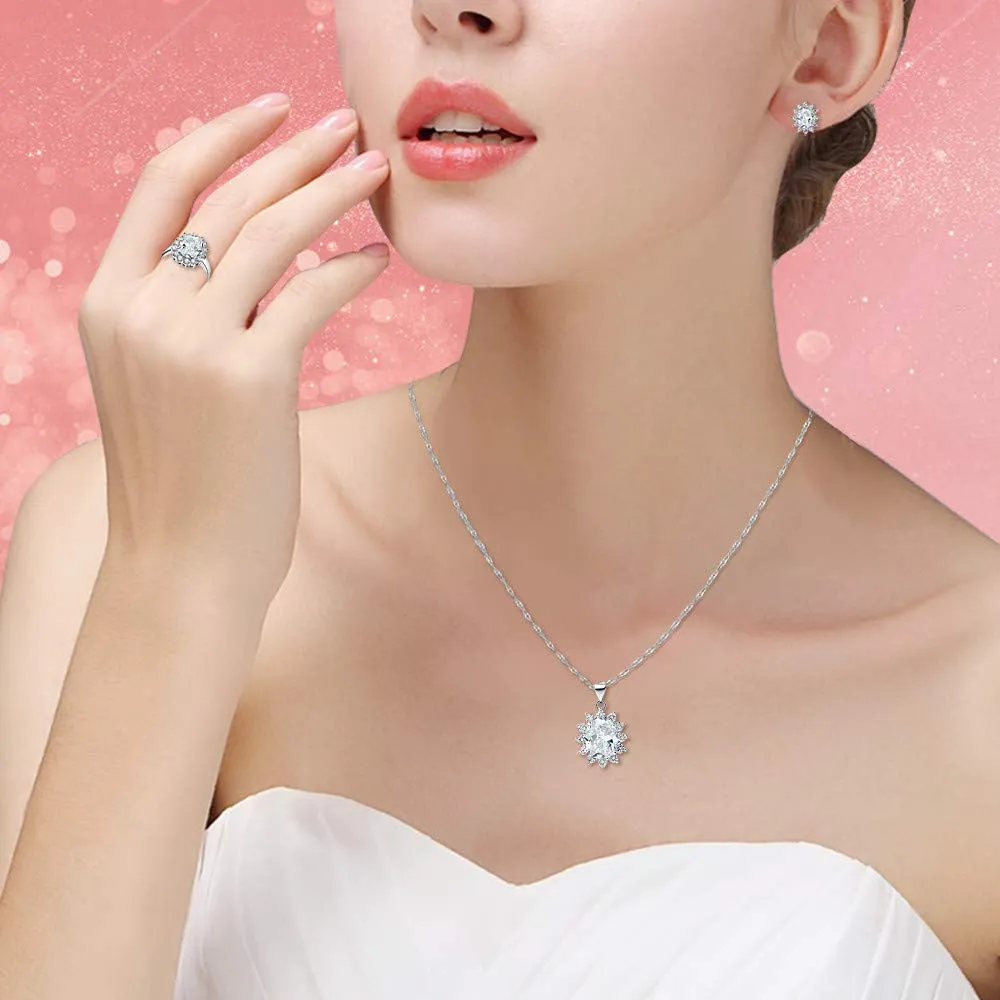 Uloveido Set di gioielli da sposa in zirconia cubica bianca T466 (taglia 17) - immagine 2