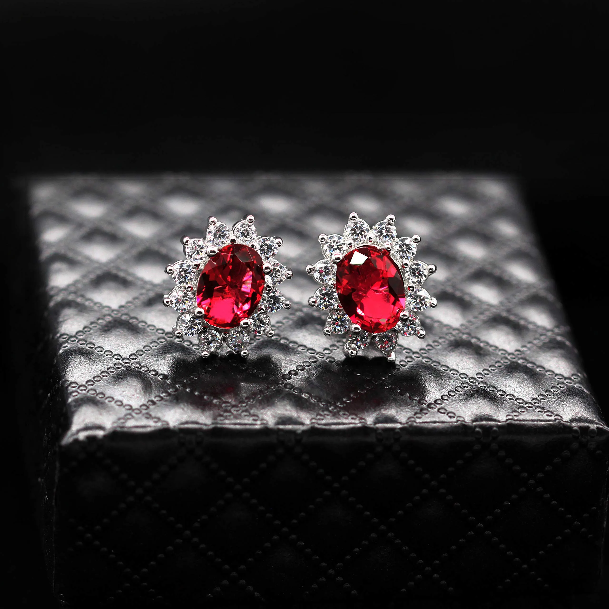 Uloveido Set di gioielli da sposa con zirconia cubica rossa T466 (taglia 17) - immagine 4