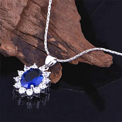 Uloveido Set di gioielli da sposa blu con zirconi cubici, orecchini e anello T466 (misura 11,5) - immagine 5