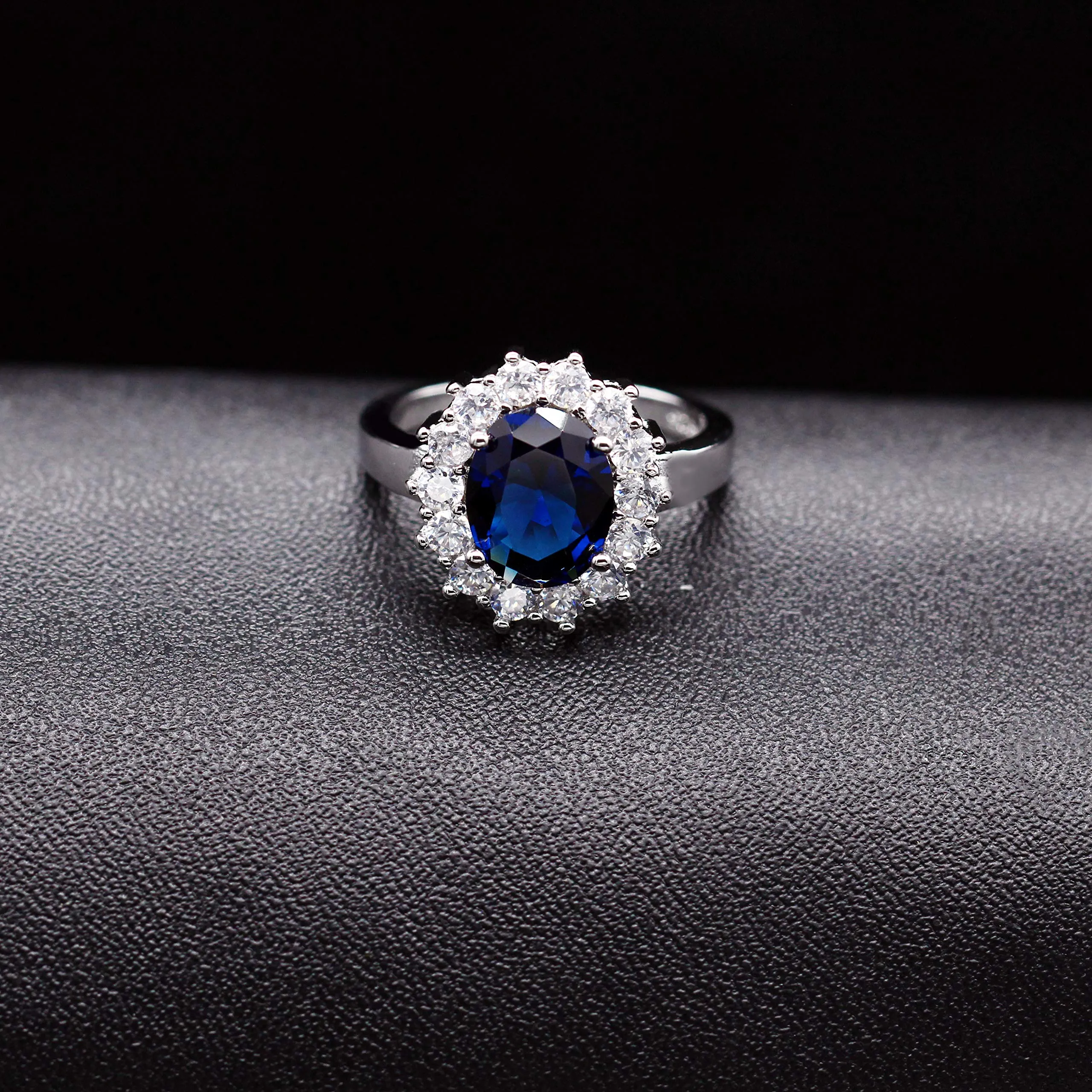 Uloveido Set di gioielli con cristalli blu T466, collana, orecchini e anello (misura 14,5) - immagine 3