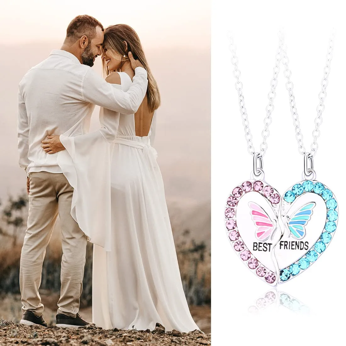 SCJJZ Collana dell'Amicizia a Farfalla Magnetica in Lega 45cm - immagine 6