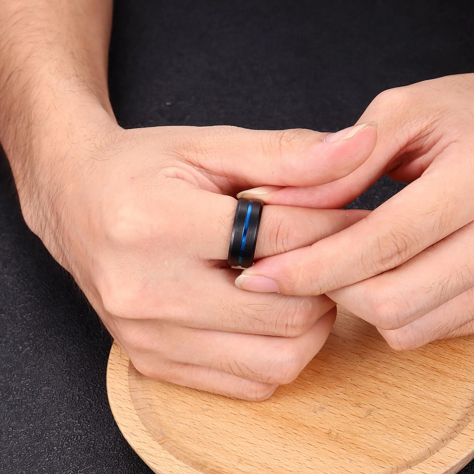FIOROYAL Anello Uomo in Titanio Nero 8mm - immagine 4