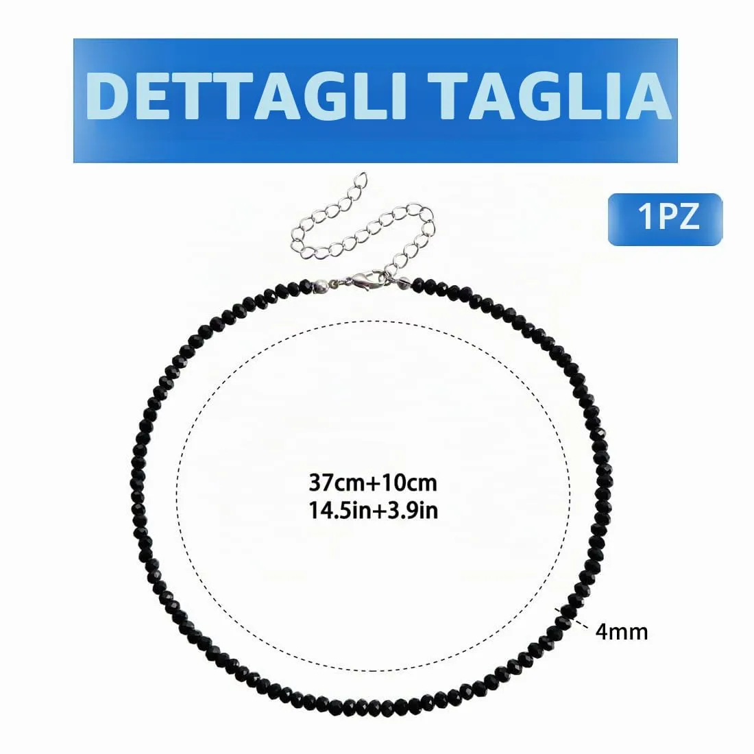 SCJJZ Collana di perline di cristallo bohémien per donna e ragazza, Nero - immagine 2